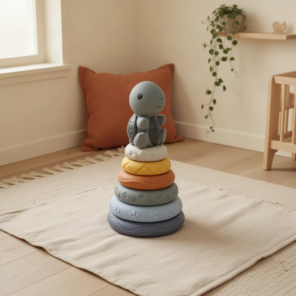Empileur Montessori Petite Tortue dans une chambre d’enfant Montessori