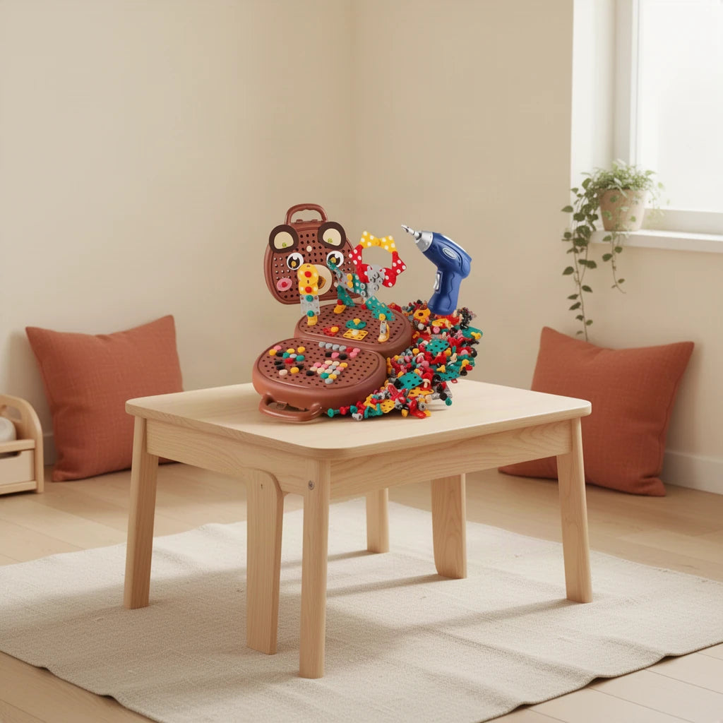Ensemble de perçage Montessori pour mosaïques dans une chambre d’enfant Montessori