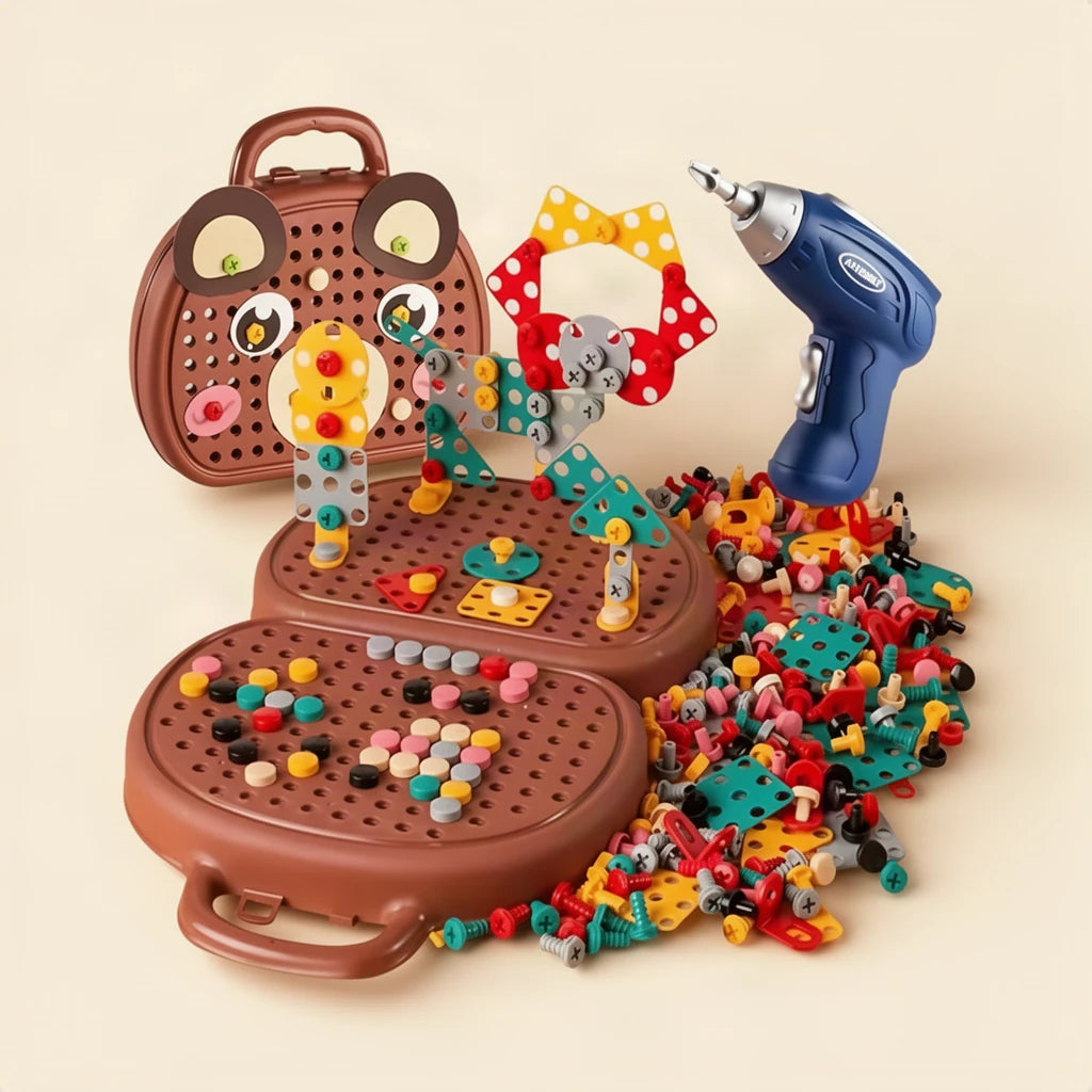 Ensemble de perçage Montessori pour mosaïques sur fond clair
