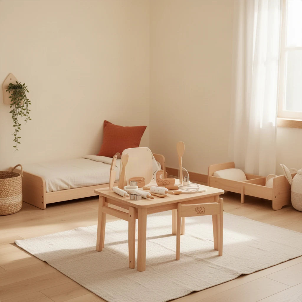 Kit de Cuisine Montessori dans une chambre Montessori, vue d’ensemble