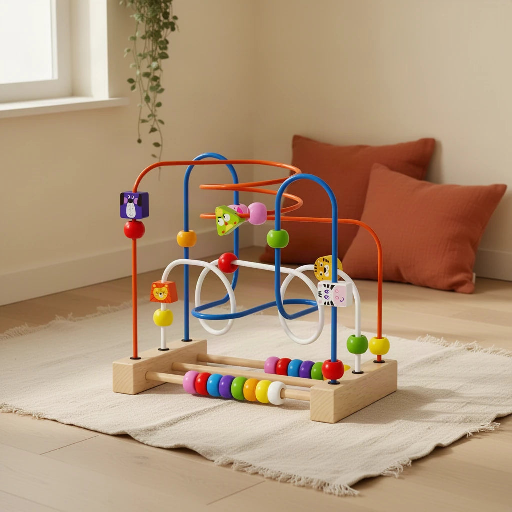 Labyrinthe Montessori en Bois dans une chambre d’enfant Montessori