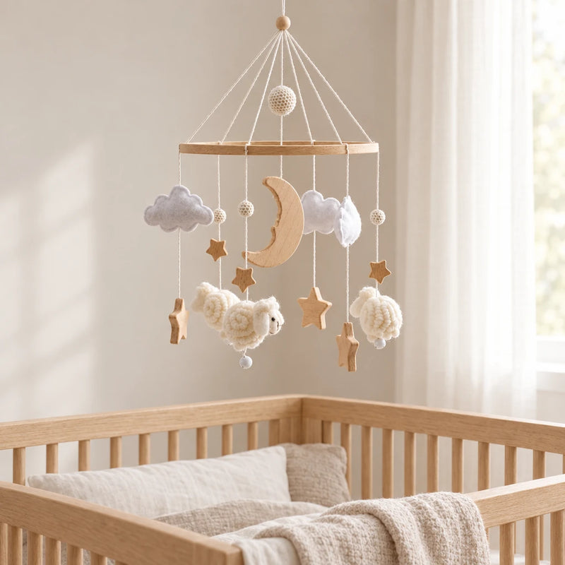 Mobile en Bois Moutons Blancs