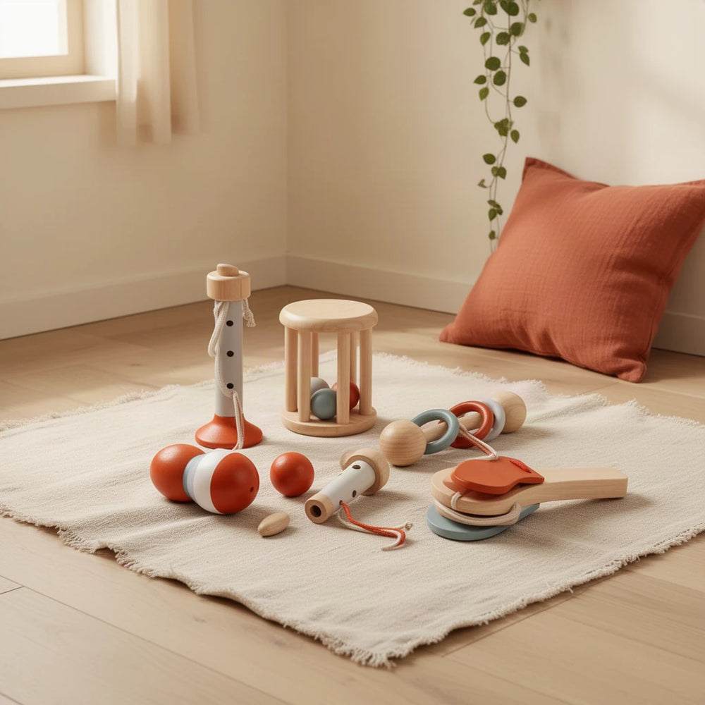 Set d'Instruments de Musique en Bois Montessori dans une chambre d’enfant Montessori