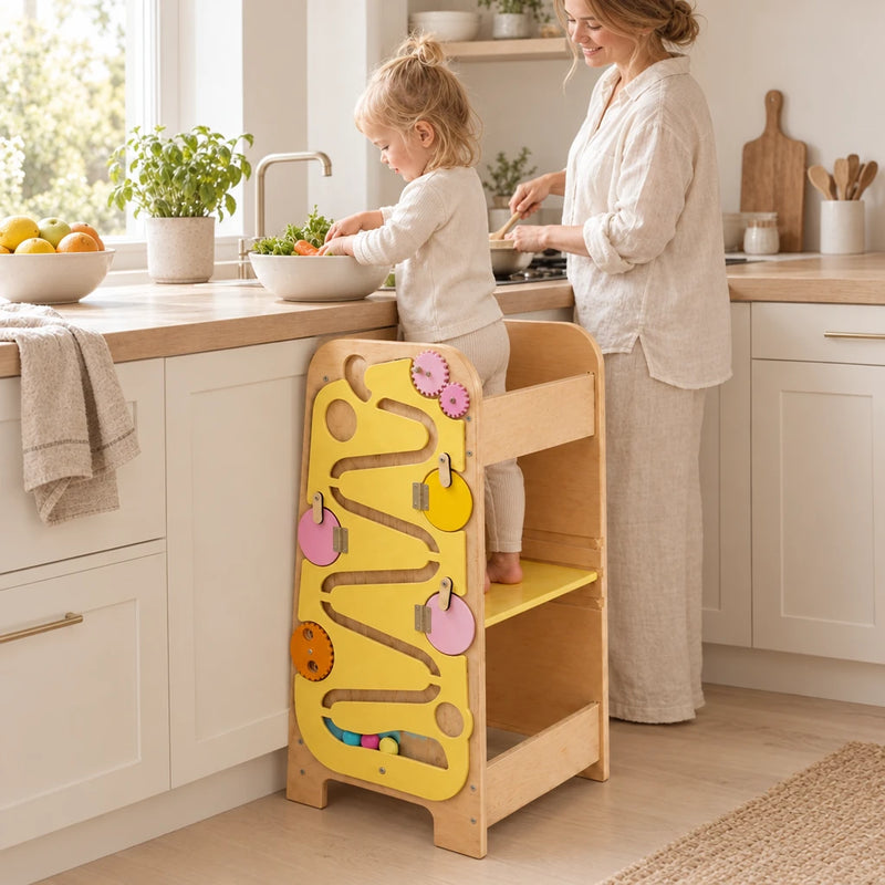 Tour d'apprentissage montessori : 5 en 1 avec busy board