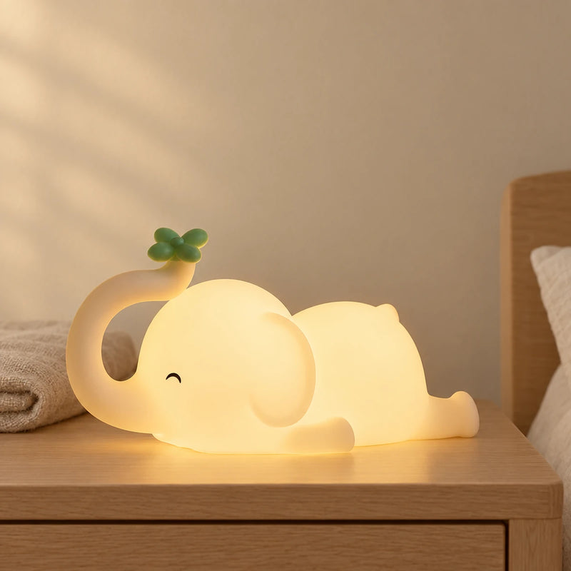Veilleuse éléphant bébé tactile, minuterie 30 min