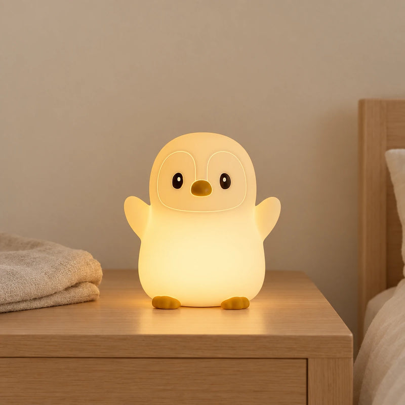 Veilleuse pingouin rechargeable, minuterie 20 min
