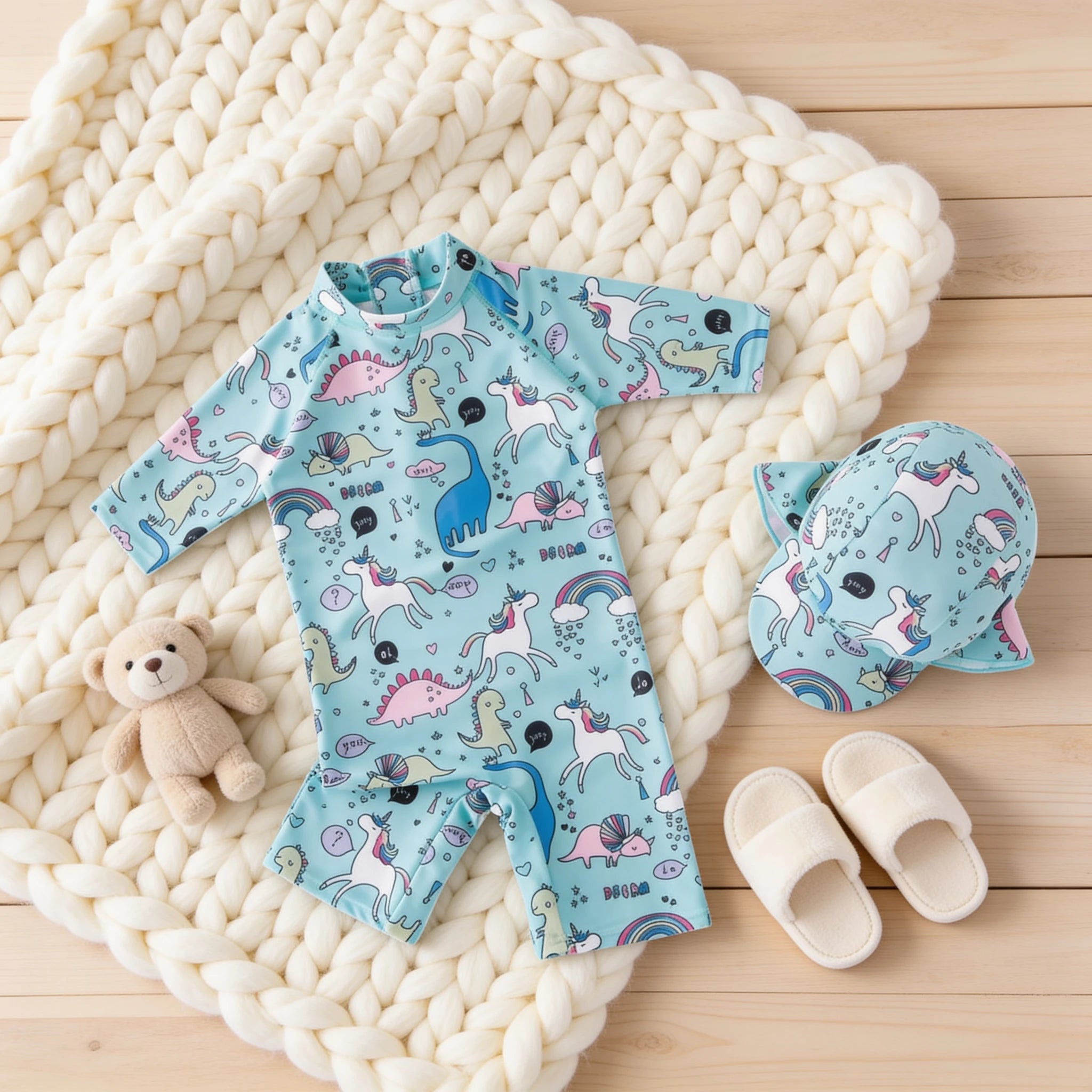 Combinaison Bebe Nageur Licorne - Licorne Bleu - Cocon