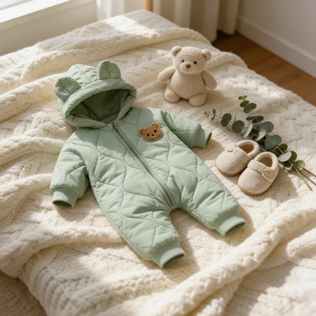Combinaison Bébé Manteau Ourson - Vert - Cocon