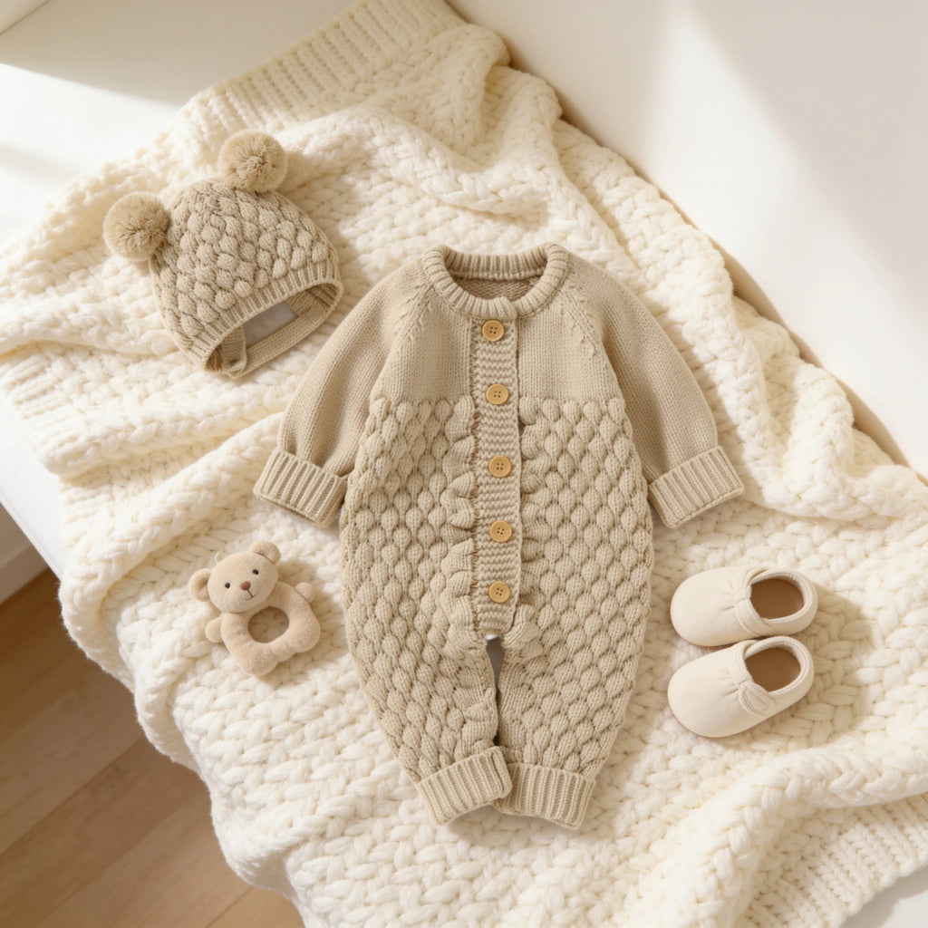 Combinaison En Tricot Bebe - Marron - Cocon