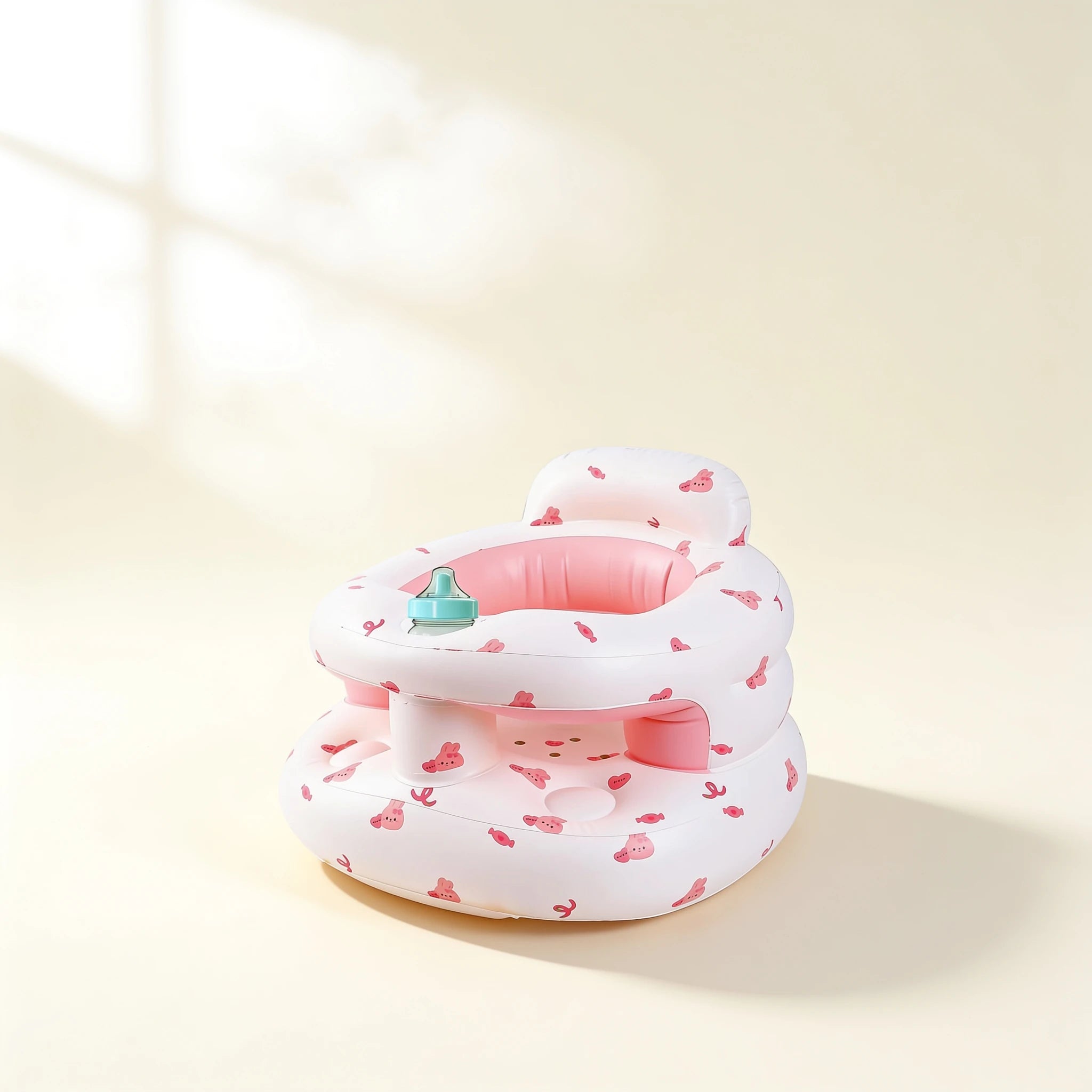 Transat de bain bébé gonflable protection 360° – coloris Lapin