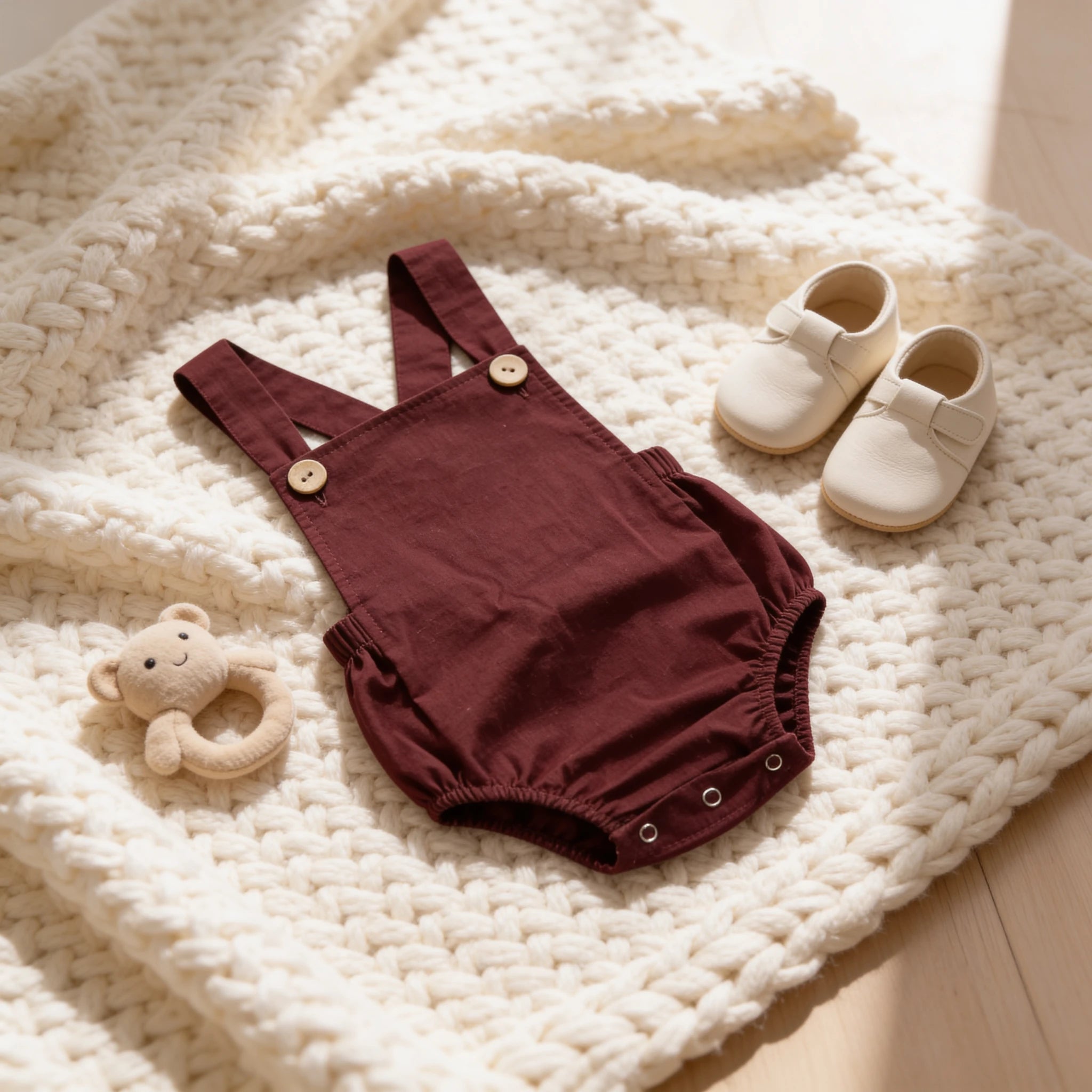 Combinaison Salopette Bebe Coloris - Bordeaux - Cocon