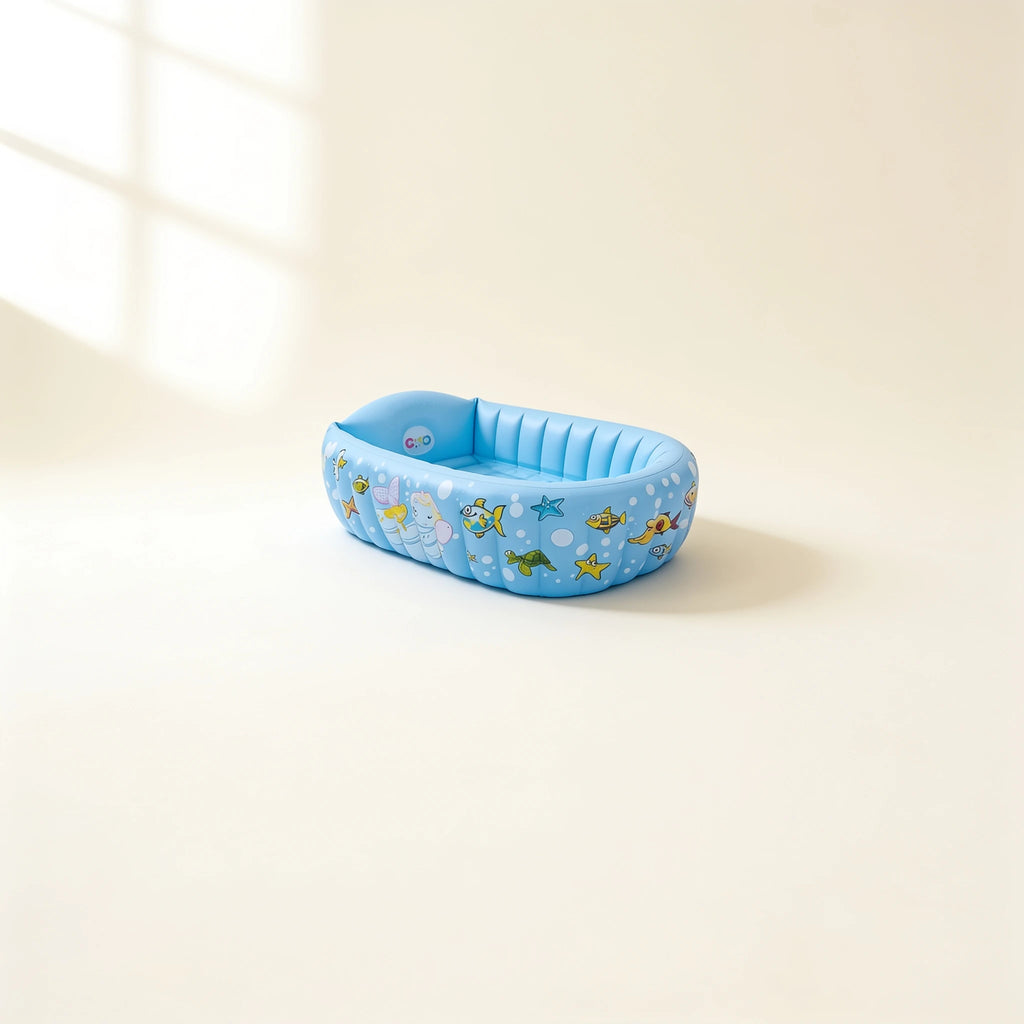 Baignoire bébé gonflable à vidange Petit Océan – coloris Bleu clair
