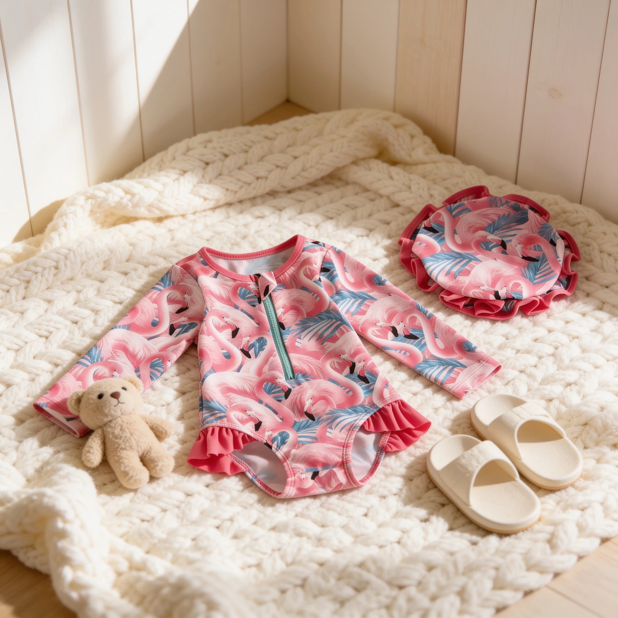 Combinaison De Bain Bebe - Flamant Rose - Cocon