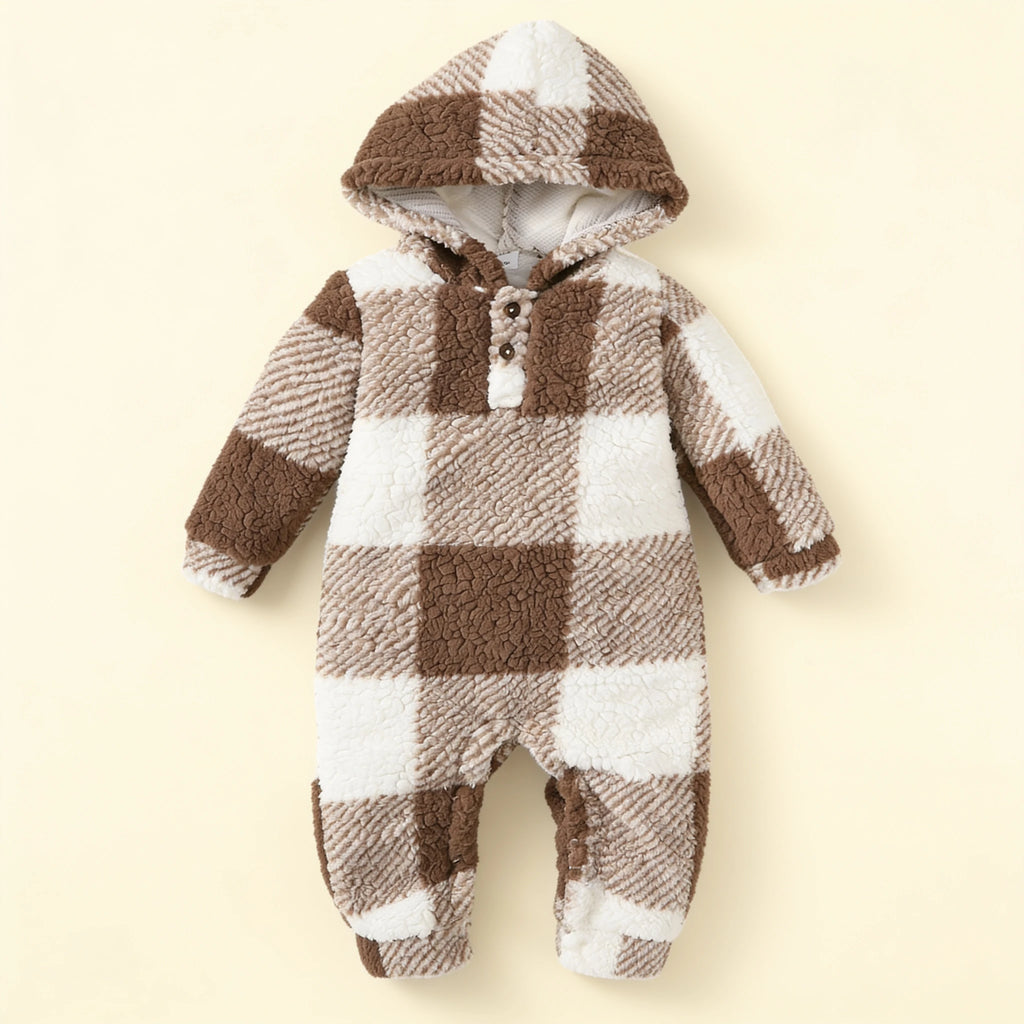 Combinaison Bebe Capuche Fourrure - Marron - Flat
