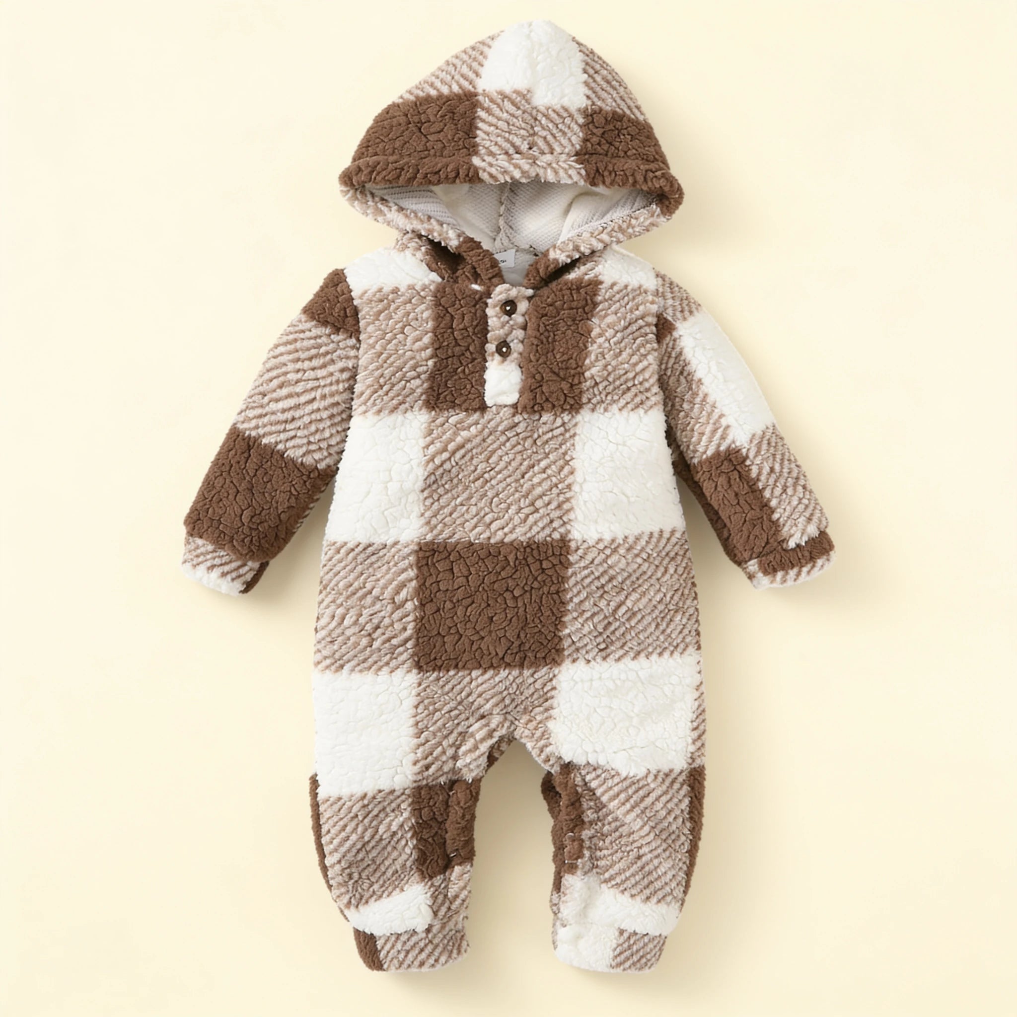 Combinaison Bebe Capuche Fourrure - Marron - Flat