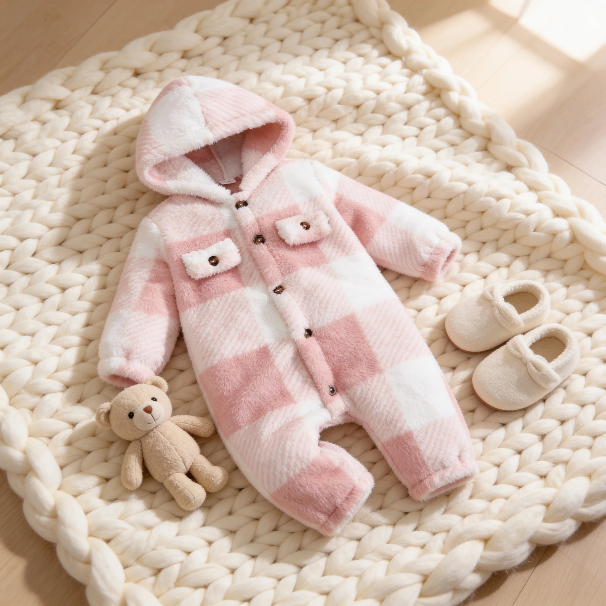 Combinaison Bebe Capuche Fourrure - Rose - Cocon
