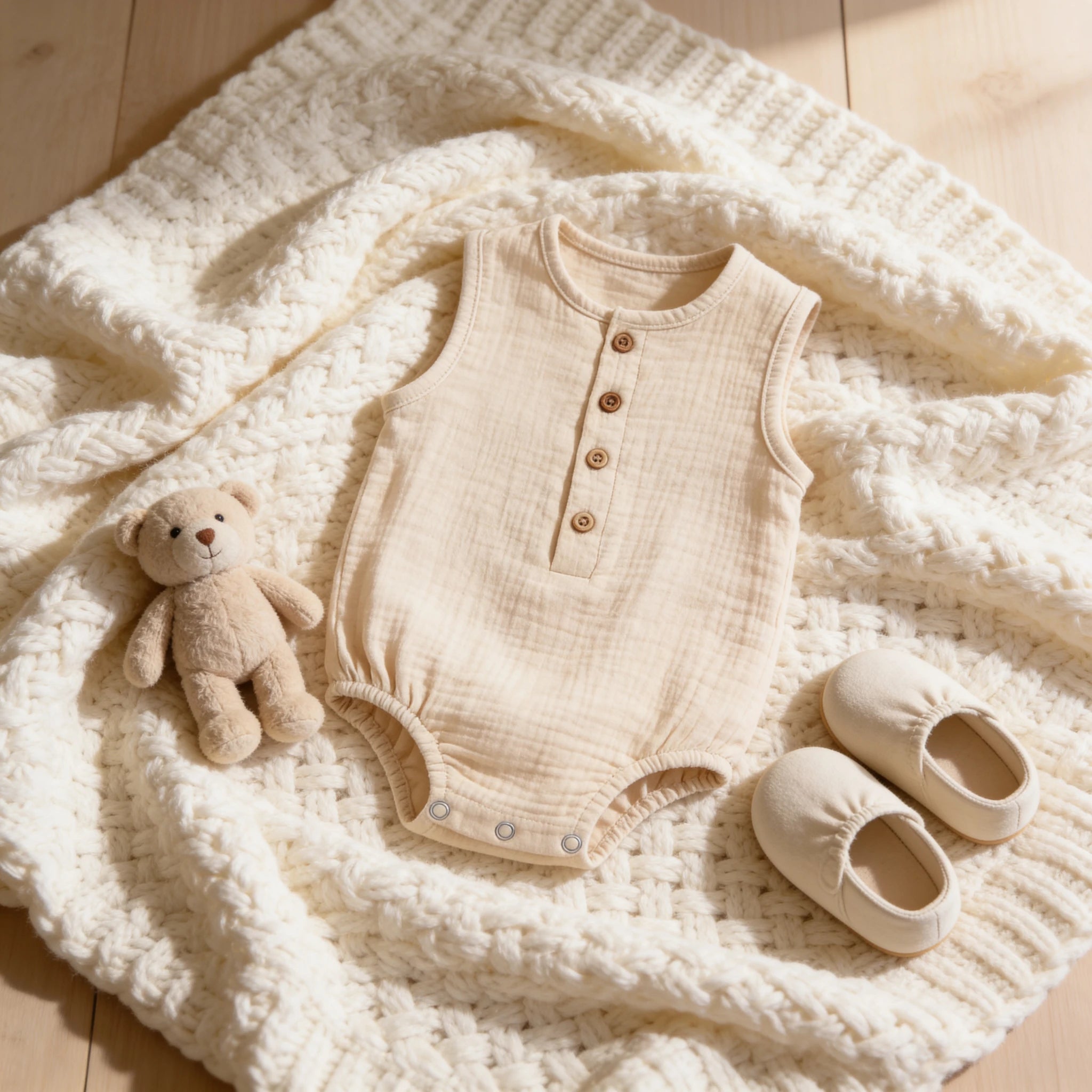 Combinaison Sans Manche Bebe - Beige - Cocon