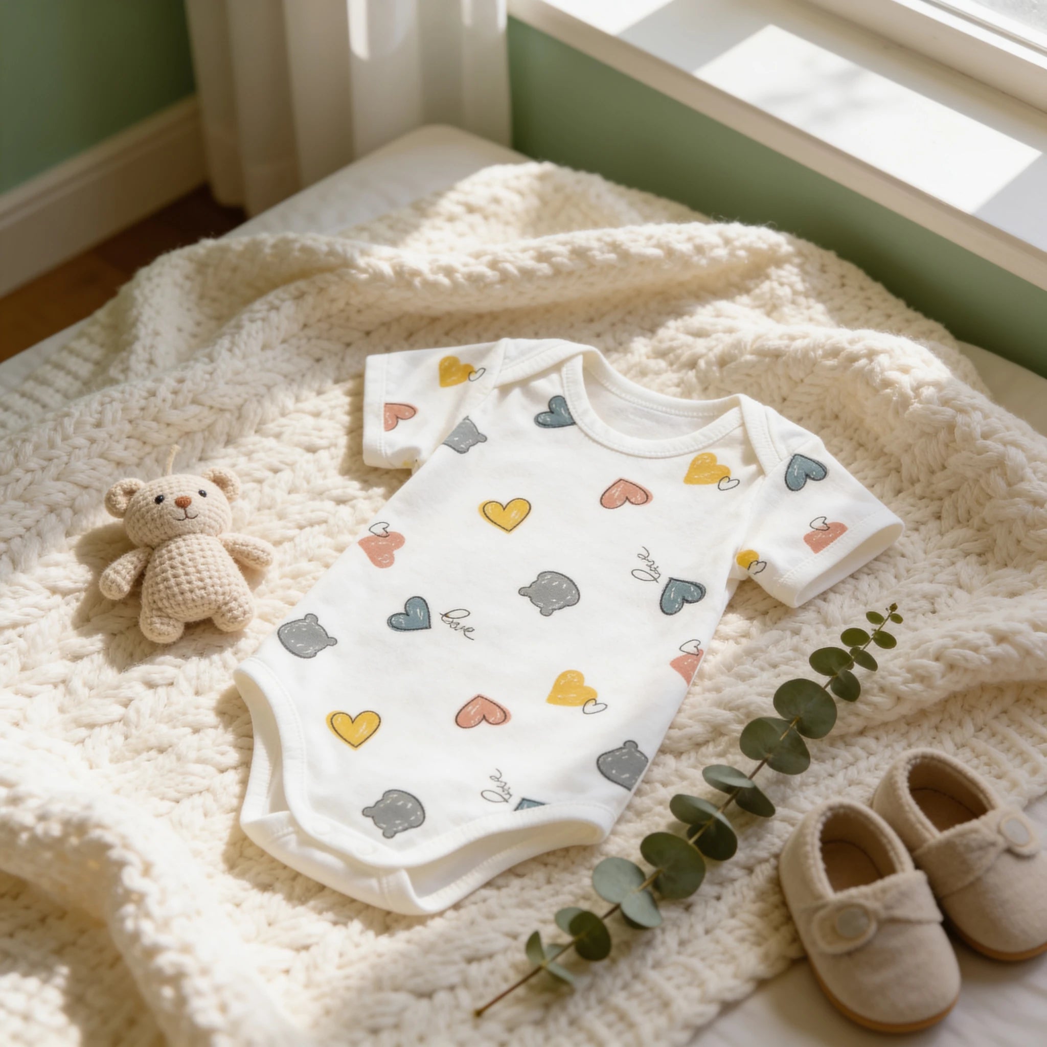 Combinaison Bebe Naissance - Coeurs - Cocon