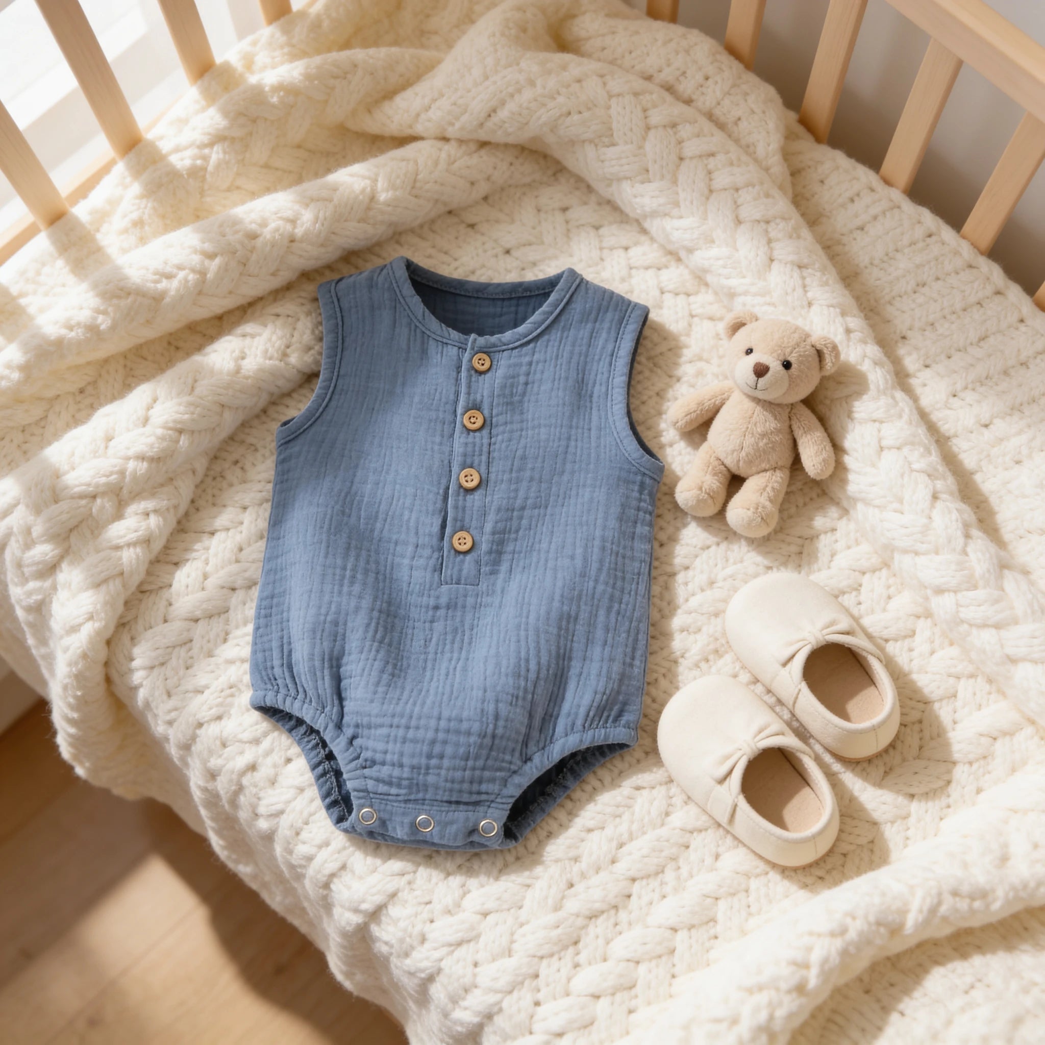 Combinaison Sans Manche Bebe - Bleu - Cocon