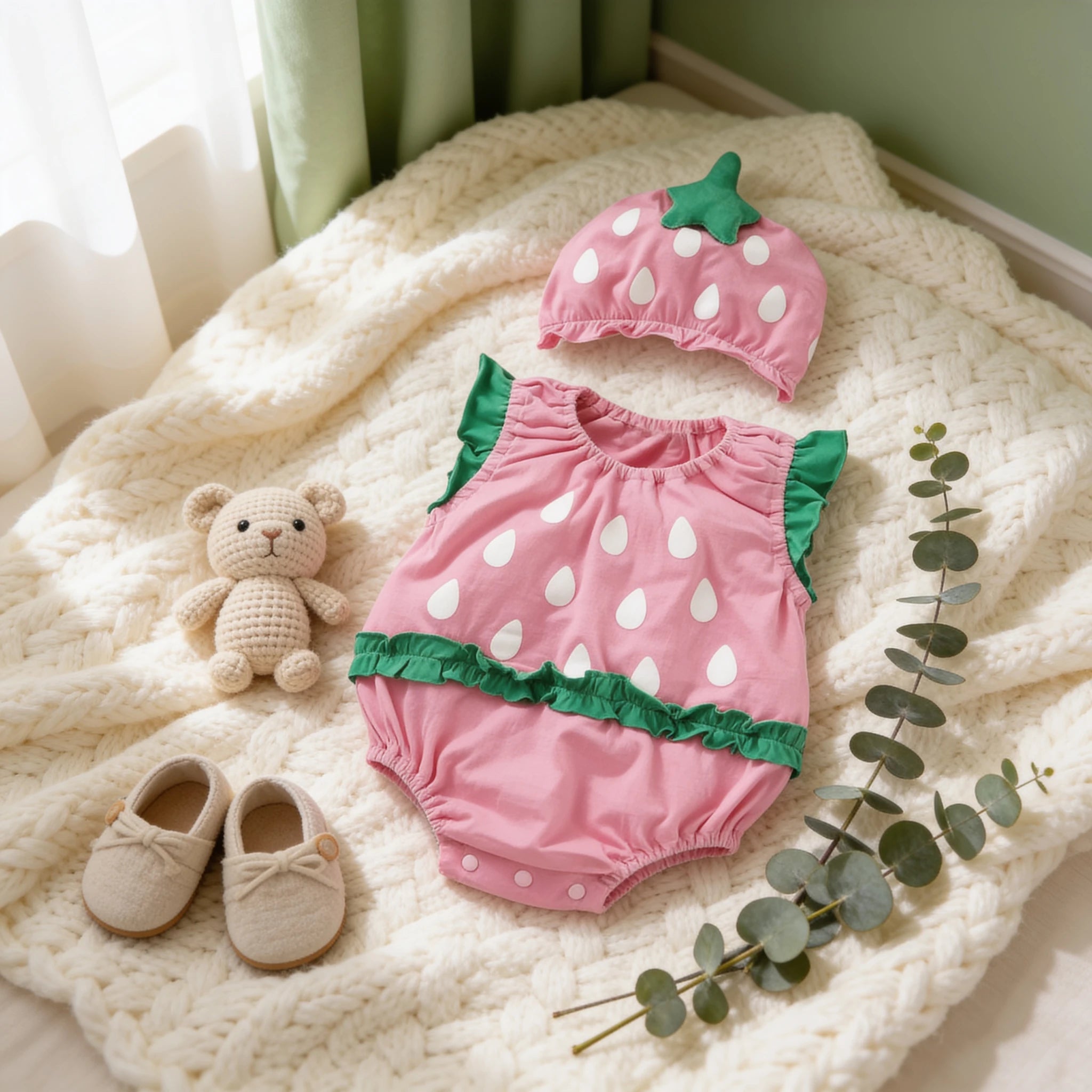 Combinaison Bebe Peluche - Fraise - Cocon