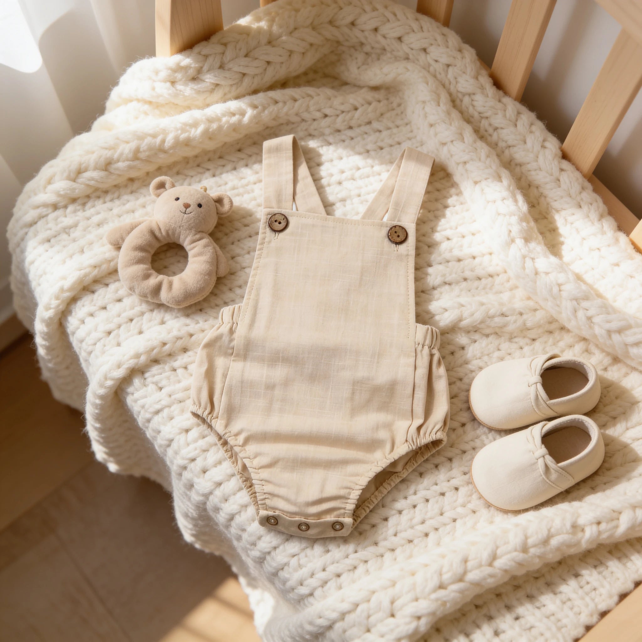 Combinaison Salopette Bebe Coloris - Beige - Cocon