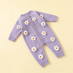 Combinaison Bebe Laine Fleurie - Violet - Flat