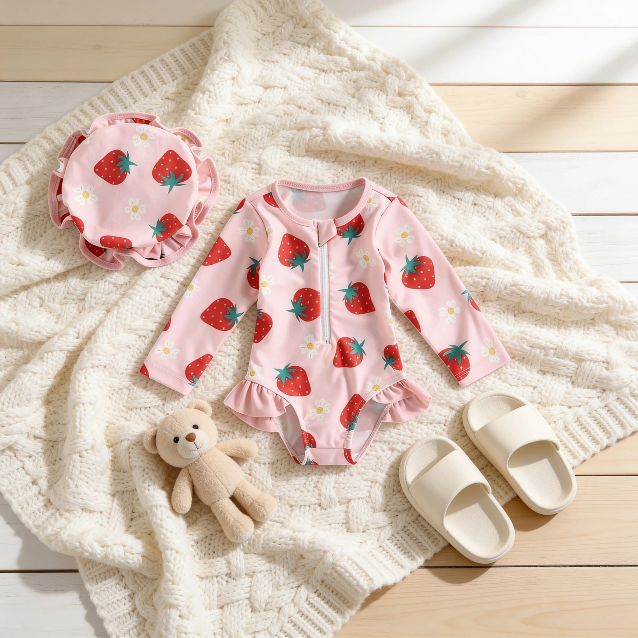 Combinaison De Bain Bebe - Fraise - Cocon