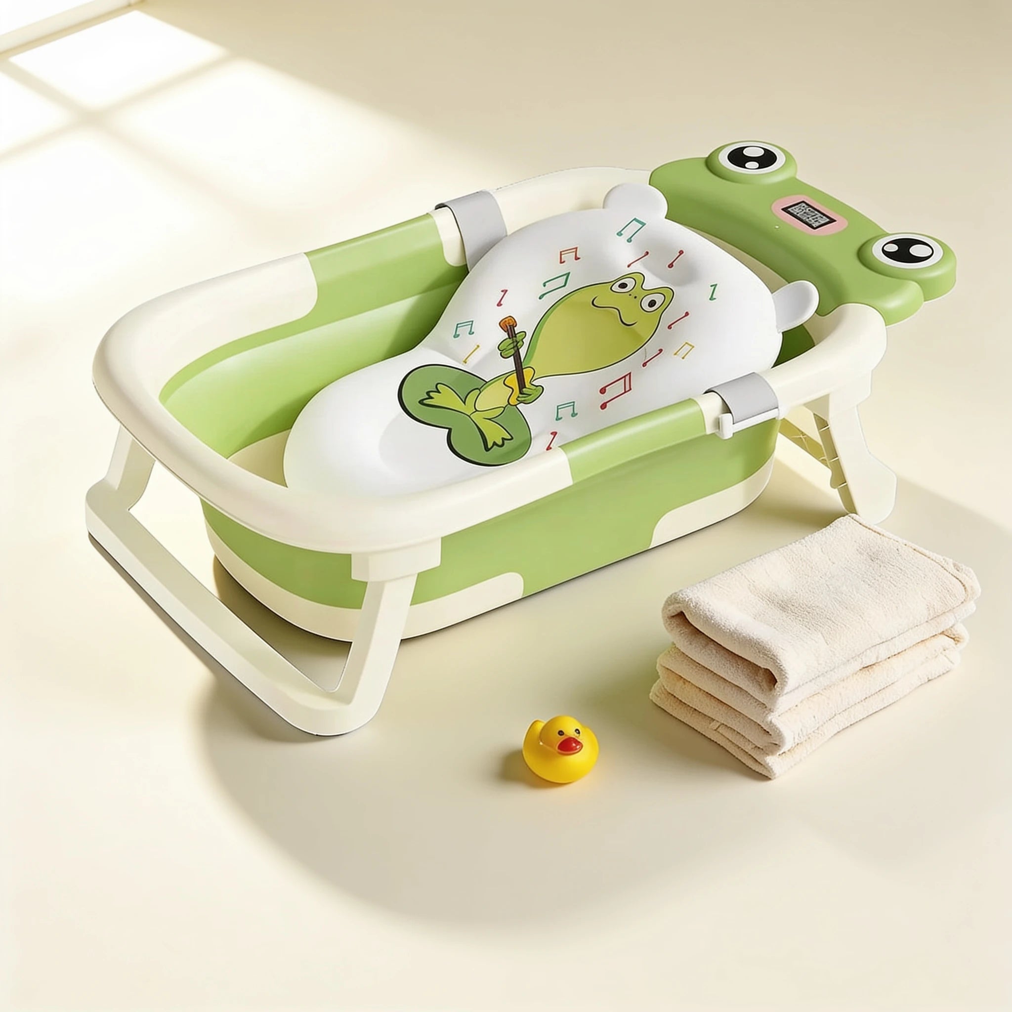 Baignoire bébé pliable avec siège intégré Nuage – coloris Vert Grenouille