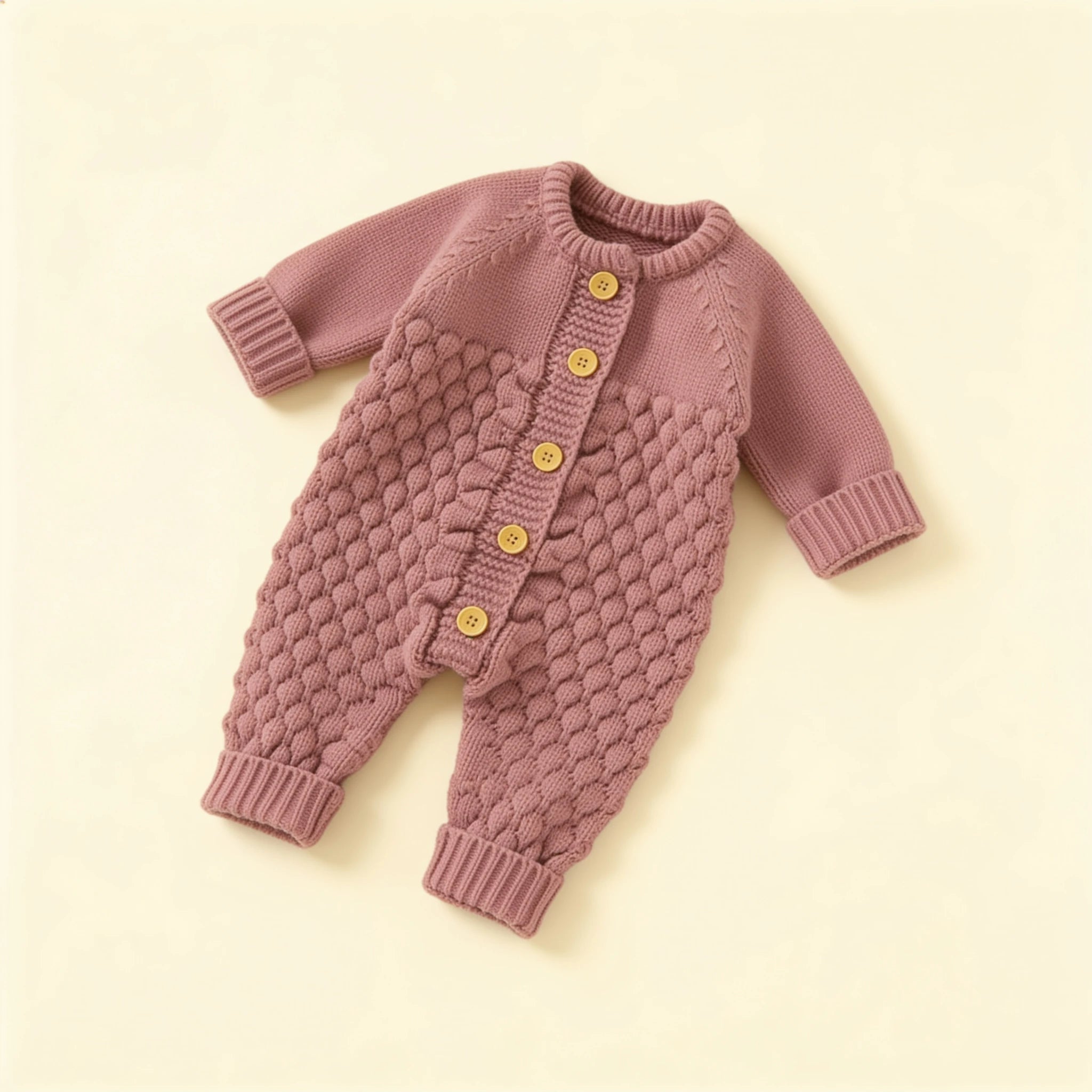 Combinaison En Tricot Bebe - Mauve - Flat