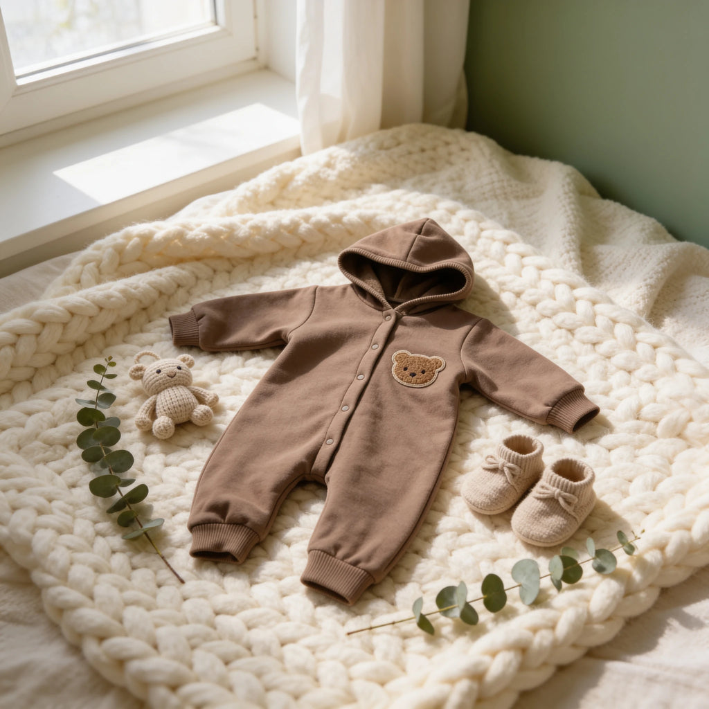 Combinaison Bebe Coton Ourson - Marron - Cocon