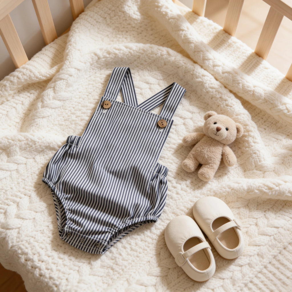 Combinaison Salopette Bebe Coloris - Noir Rayé - Cocon