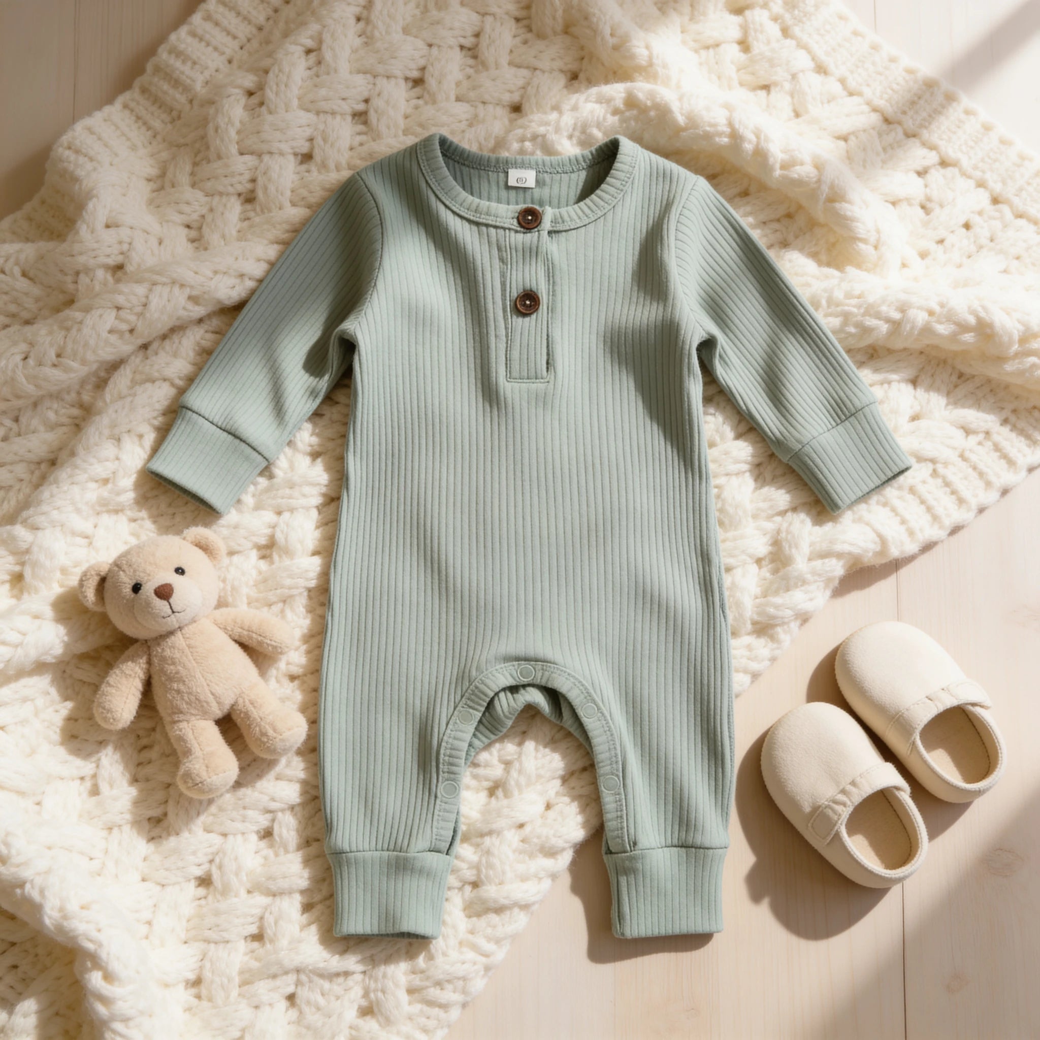 Combinaison Bébé Interieur Coton - Vert - Cocon