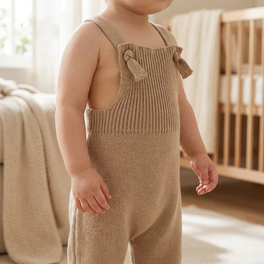 Combinaison Bebe Tricot Salopette - Marron - Porté
