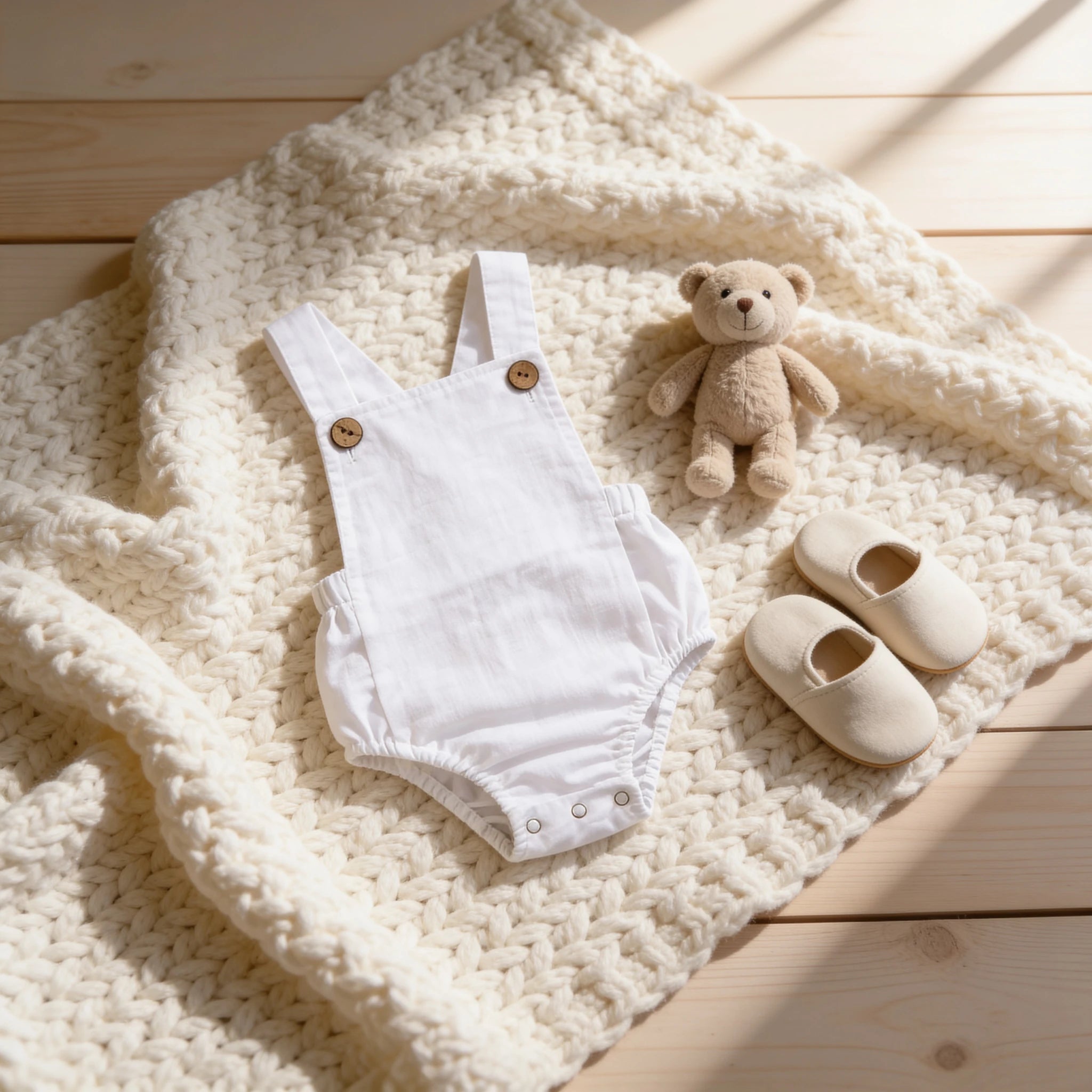 Combinaison Salopette Bebe Coloris - Blanc - Cocon