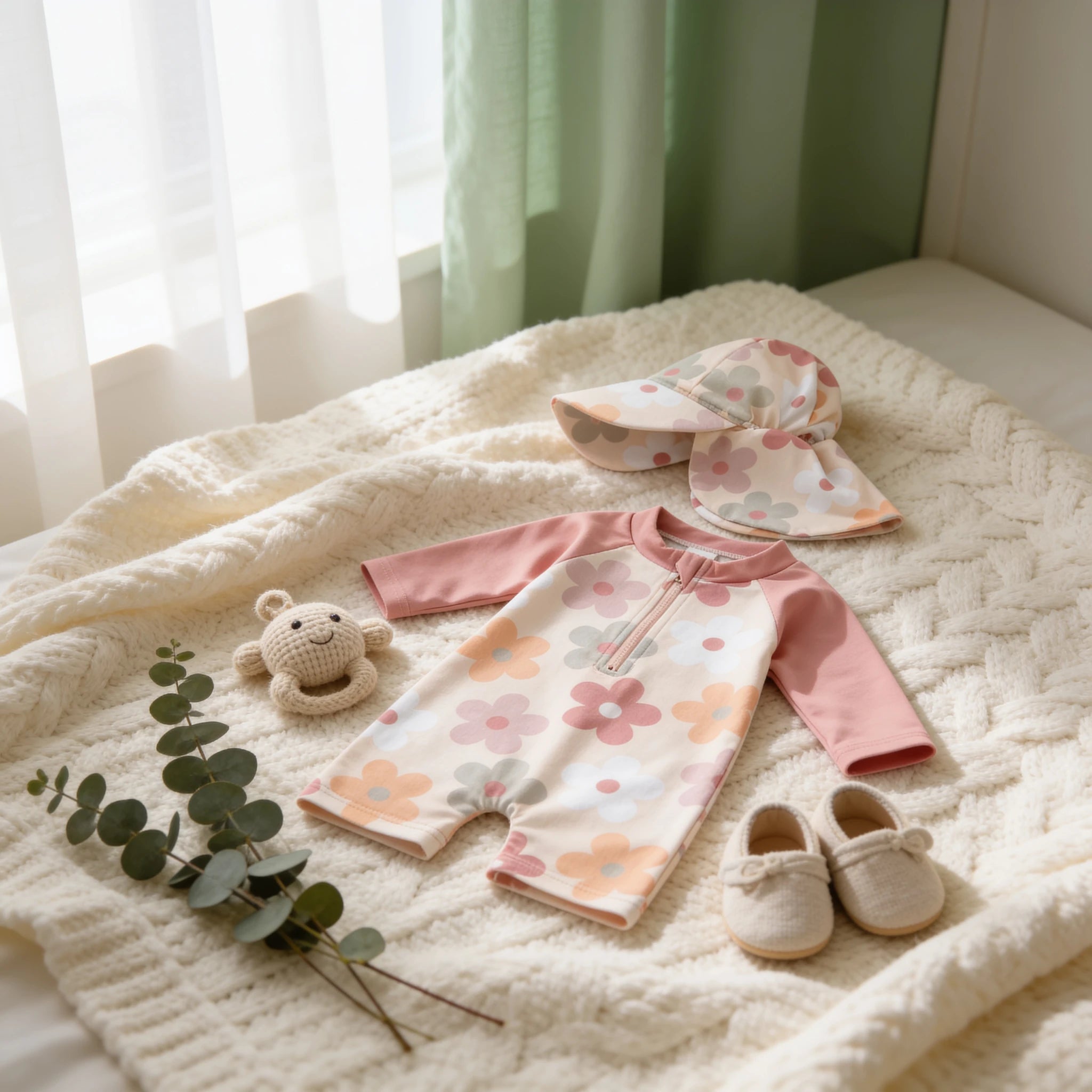 Combinaison Bebe Fleurs - Rose - Cocon