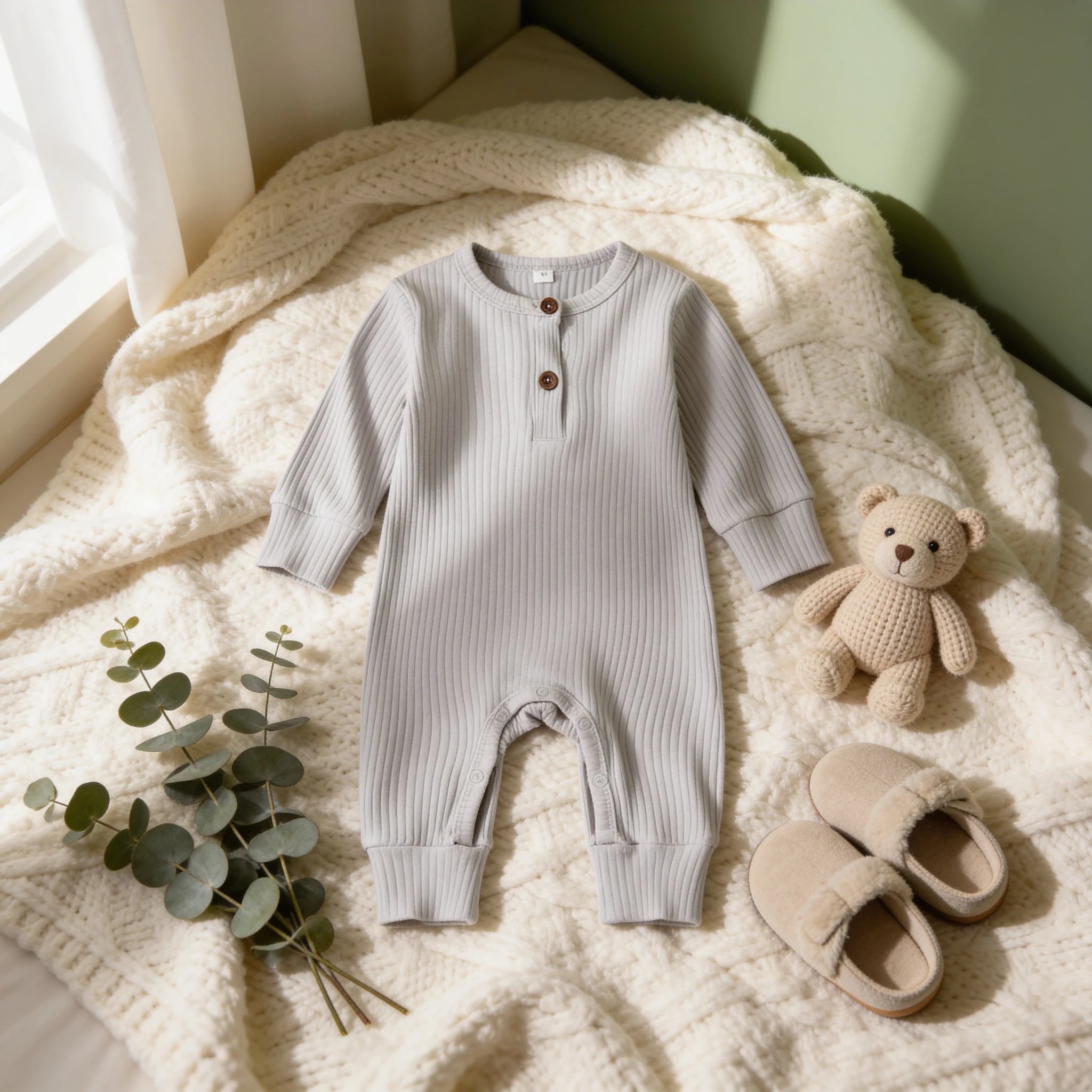 Combinaison Bébé Interieur Coton - Gris - Cocon