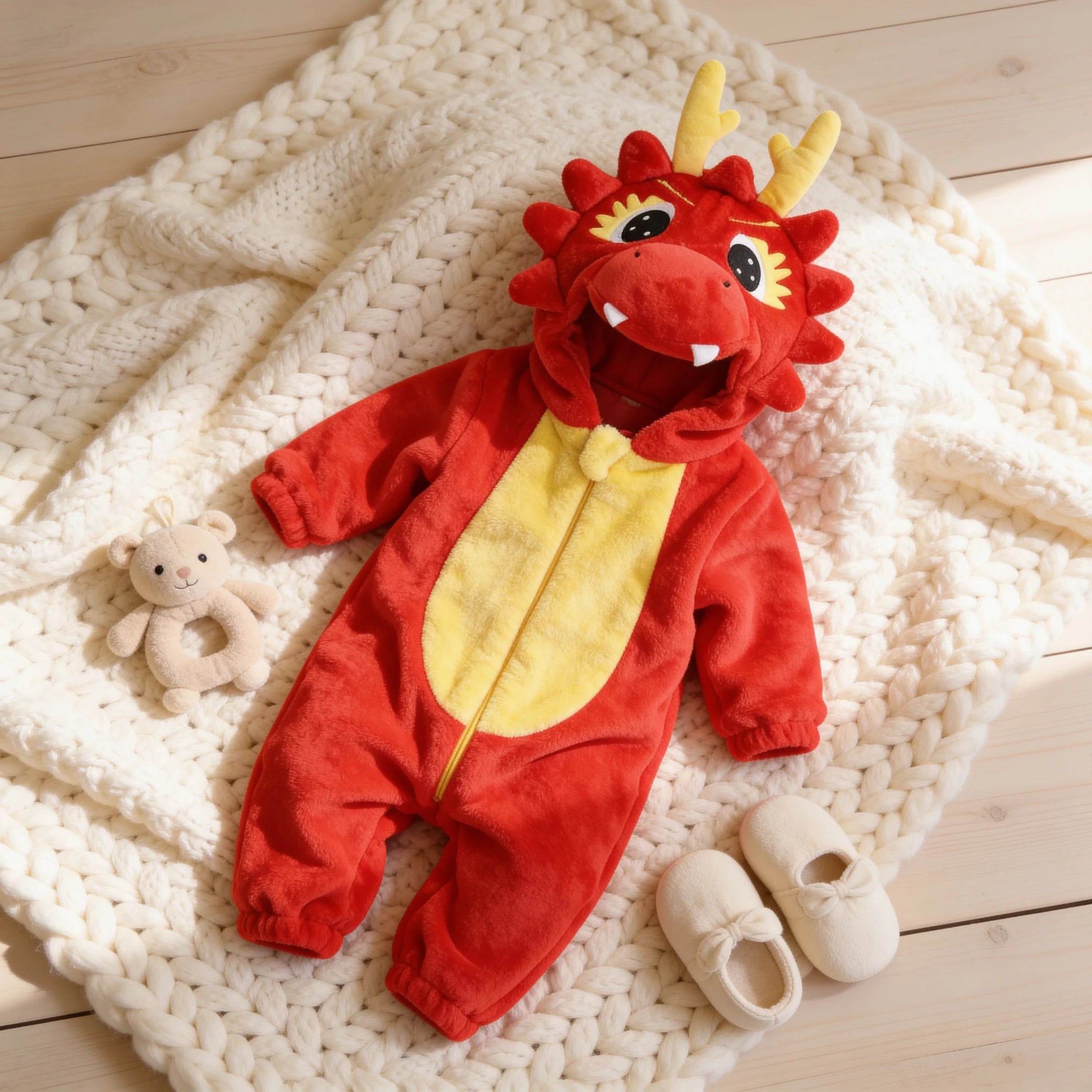 Combinaison Deguisement Bebe Dragon - Dragon Rouge - Cocon