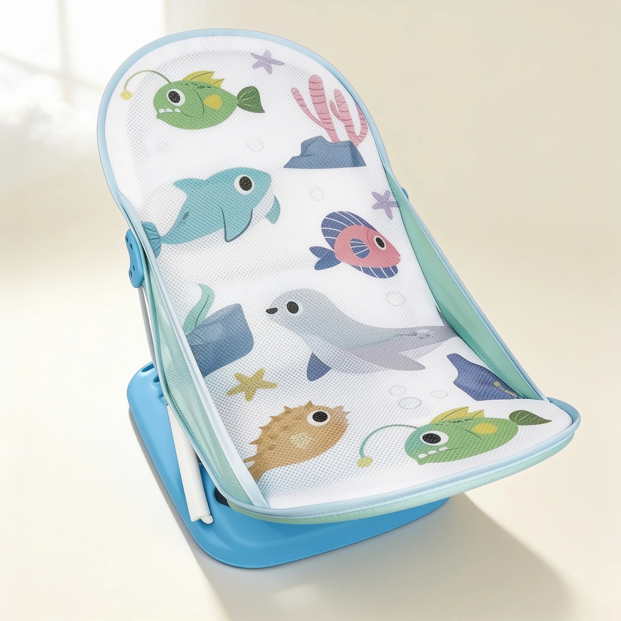 Transat de bain bébé poissons Nomade – coloris Bleu