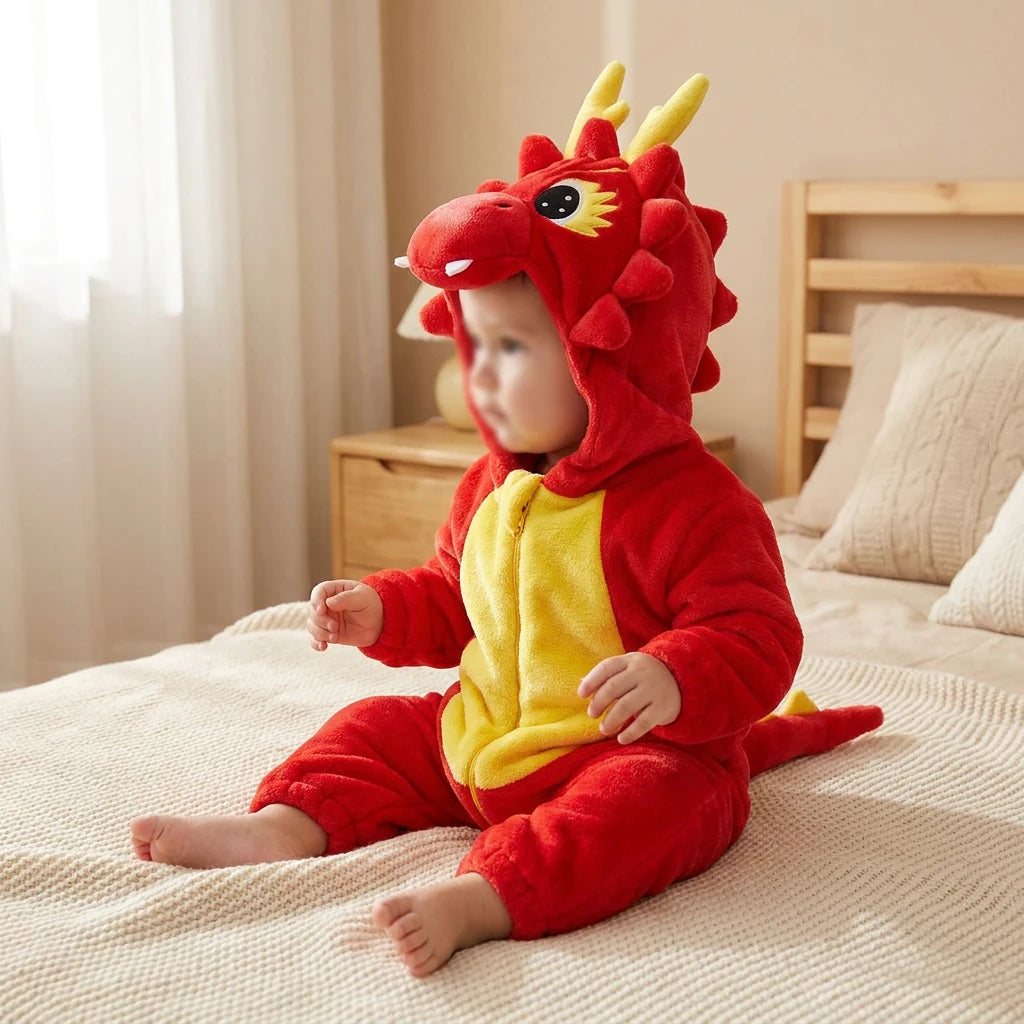 Combinaison Deguisement Bebe Dragon - Dragon Rouge - Porté