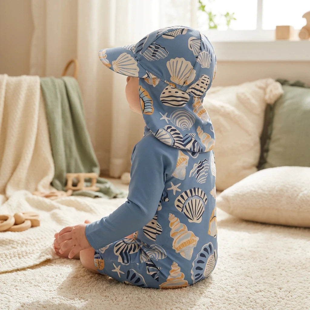 Combinaison Bebe Coquillage - Bleu - Porté