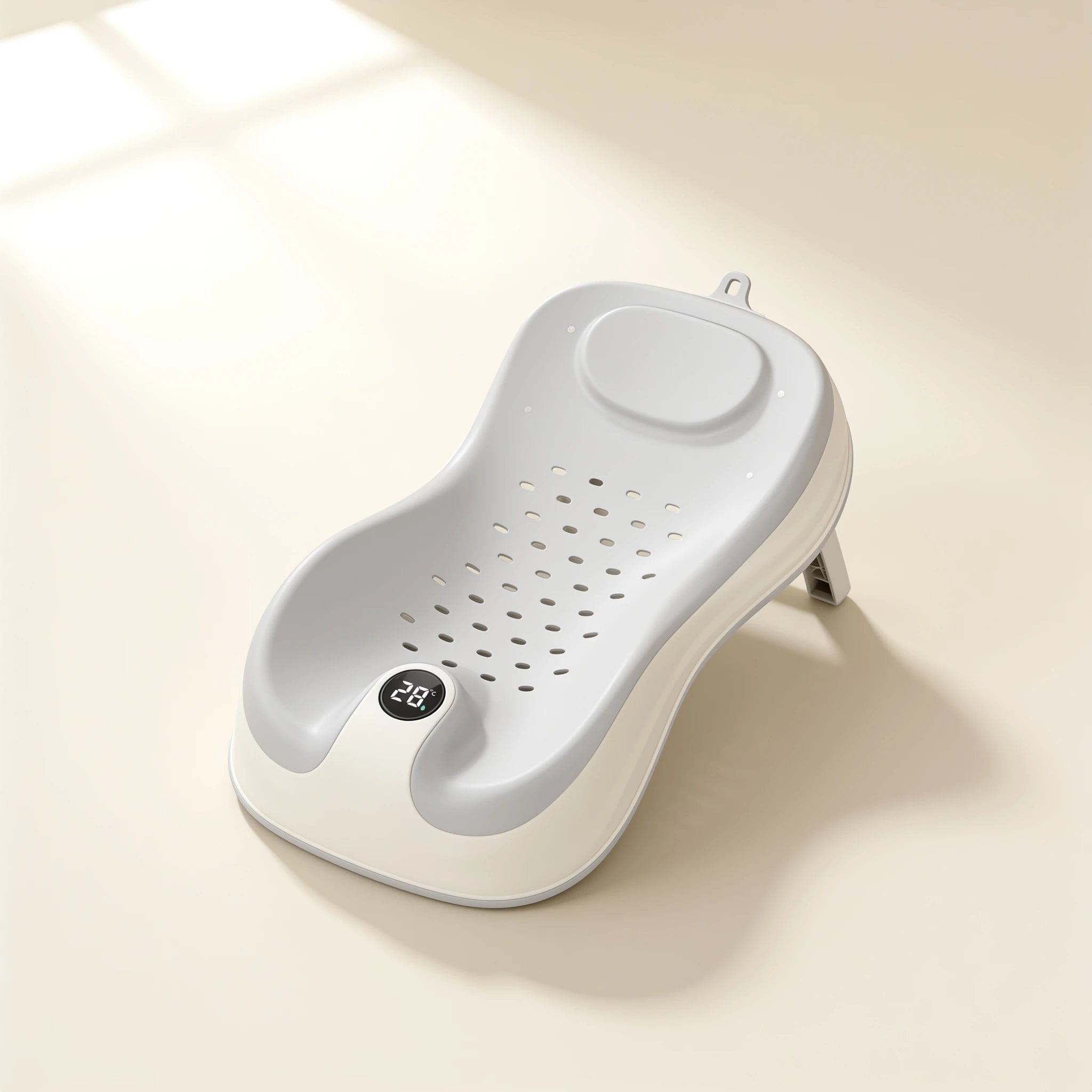 Transat de bain bébé compact avec thermomètre – coloris Gris