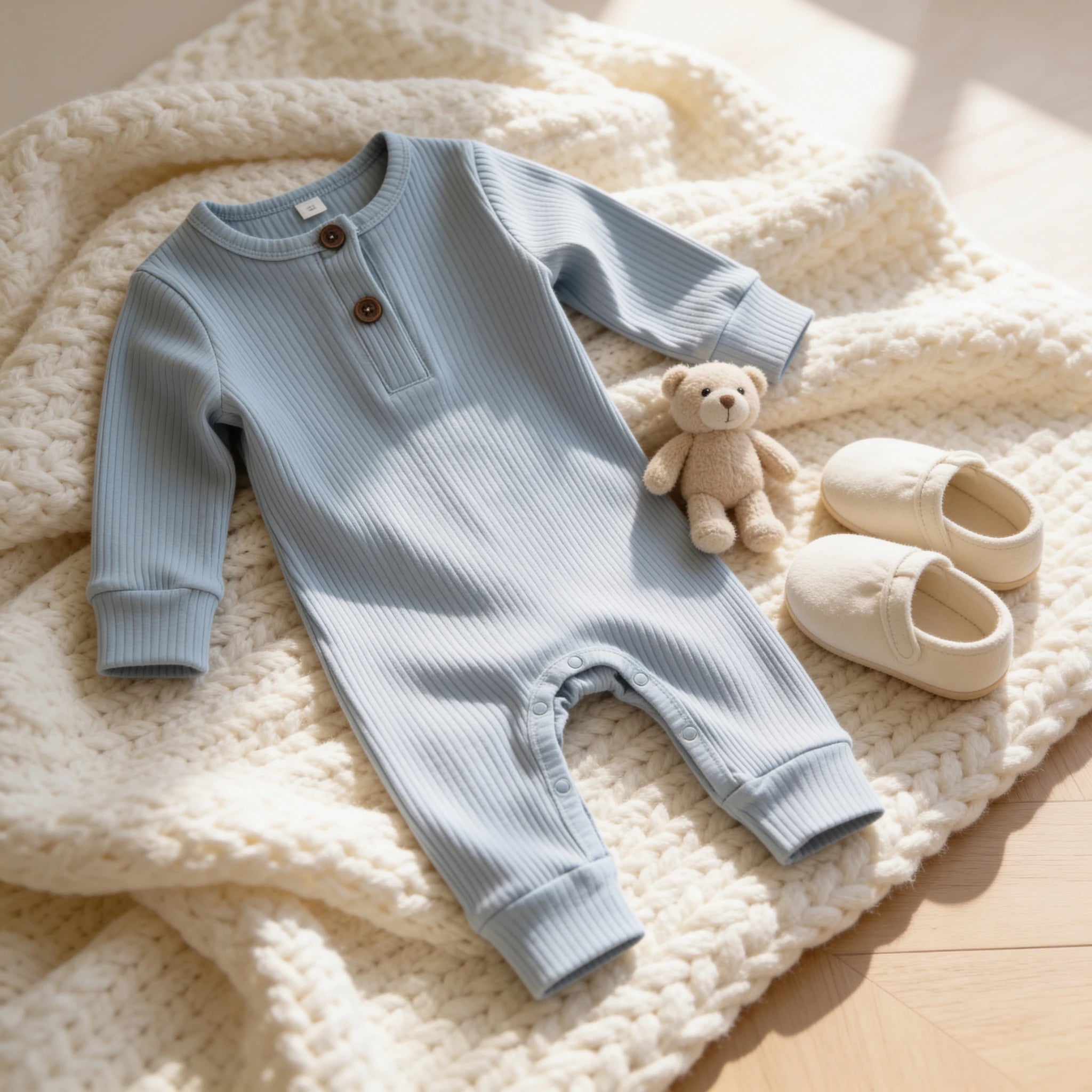 Combinaison Bébé Interieur Coton - Bleu - Cocon