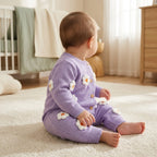 Combinaison Bebe Laine Fleurie - Violet - Porté