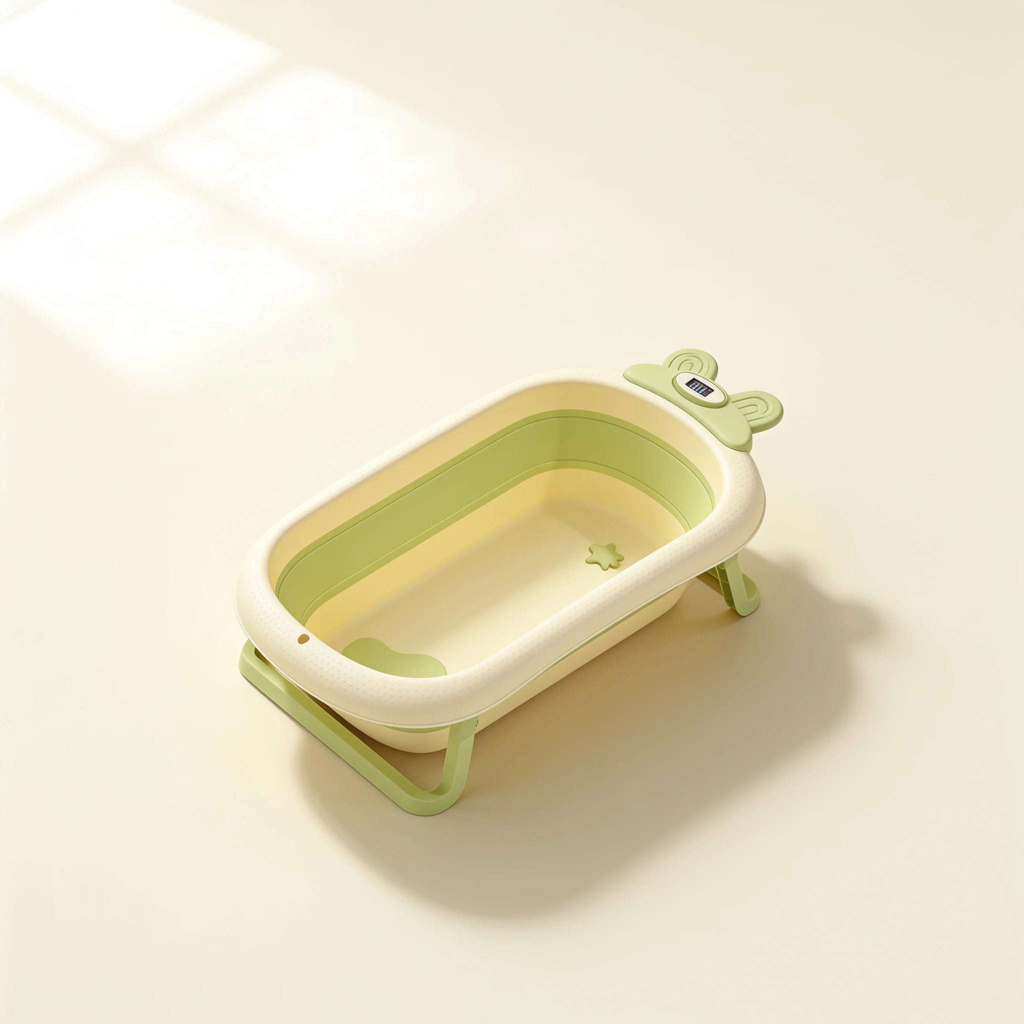 Baignoire bébé pliable avec thermomètre intégré Juste Tiède – coloris Vert
