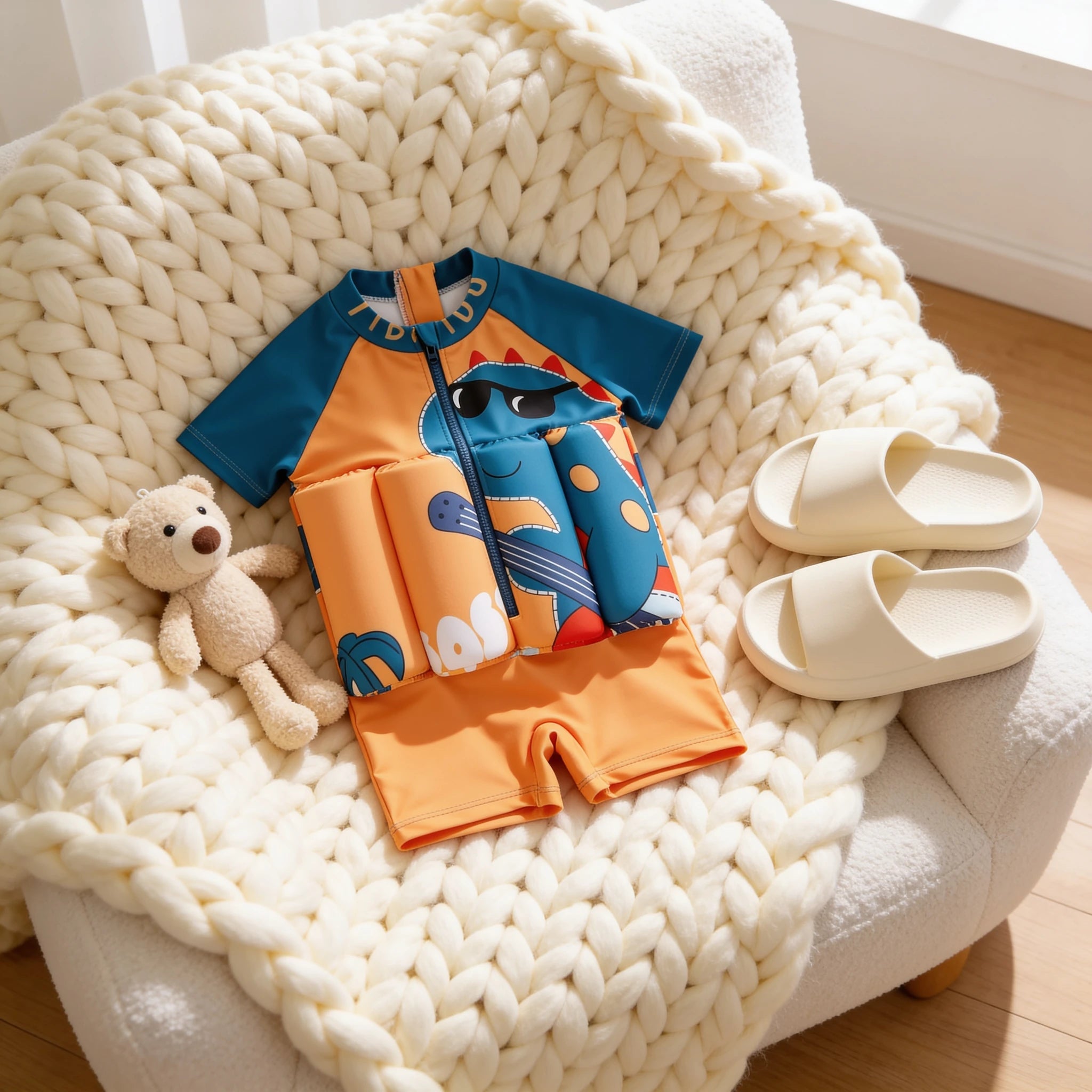 Combinaison Bebe Flottante Dinosaure - Dinosaure Orange - Cocon