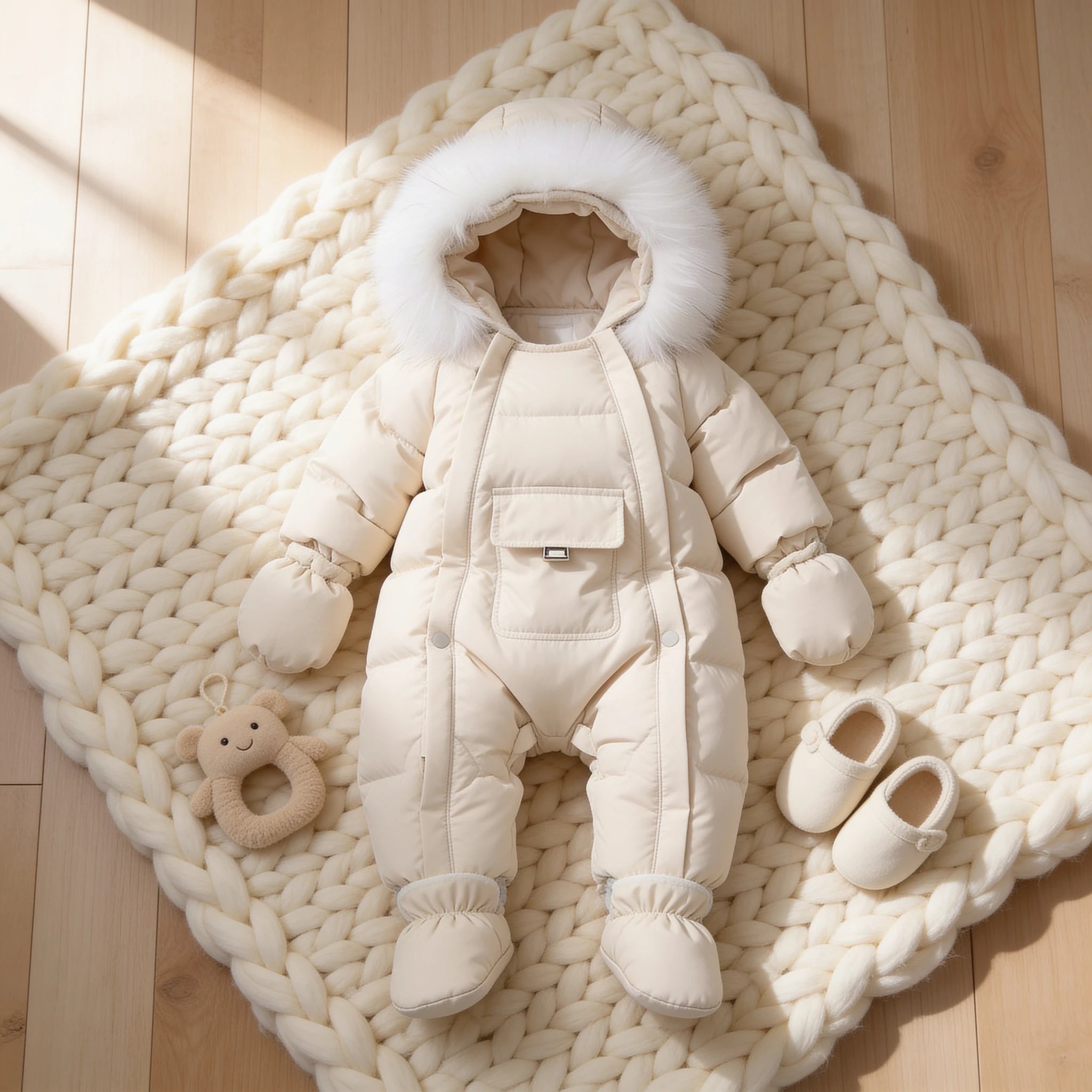 Combinaison Ski Bebe Fille - Beige - Cocon