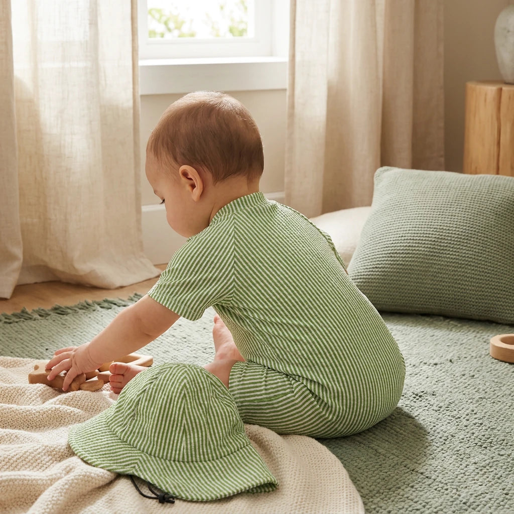 Combinaison Anti UV Bébé Garçon - Vert - Porté