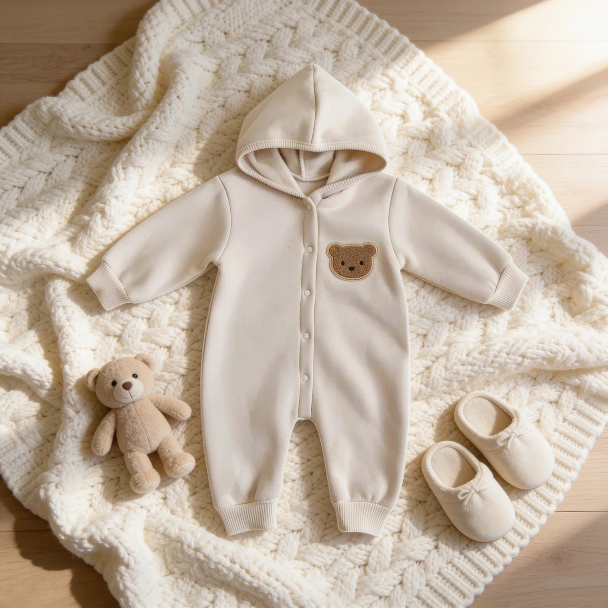 Combinaison Bebe Coton Ourson - Beige - Cocon