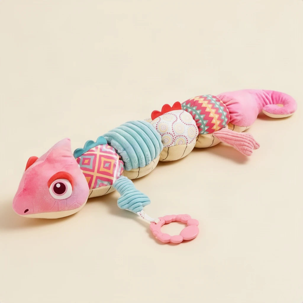 Animal Musical Montessori : modèle caméléon rose sur fond clair