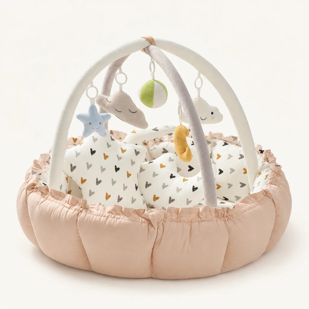 Arche d'éveil avec tapis 2 en 1, coloris beige, sur fond clair